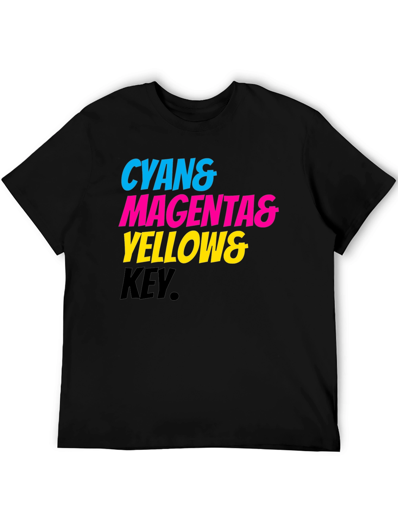 Cyan Magenta Yellow Key Printed Tee