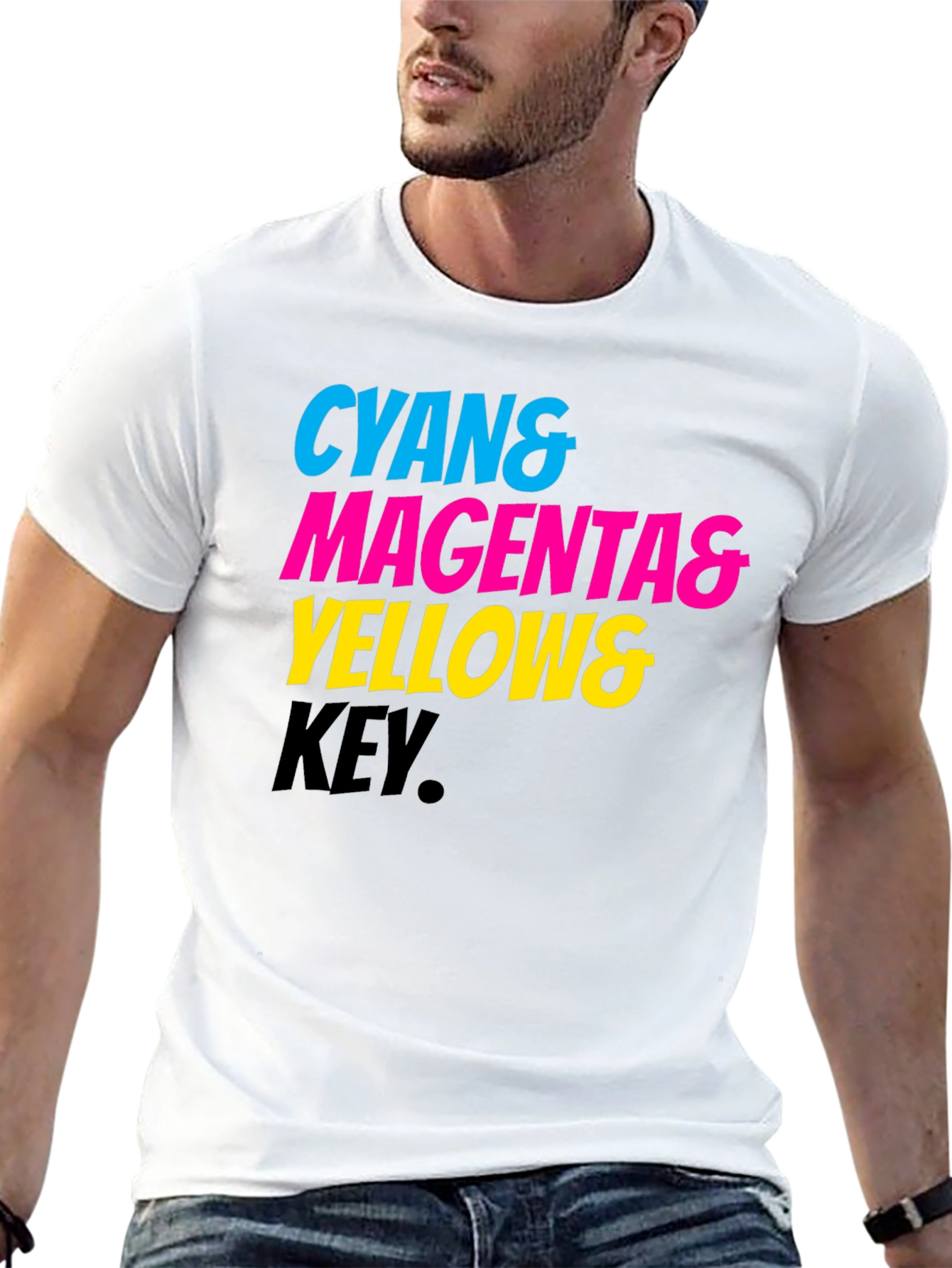 Cyan Magenta Yellow Key Printed Tee