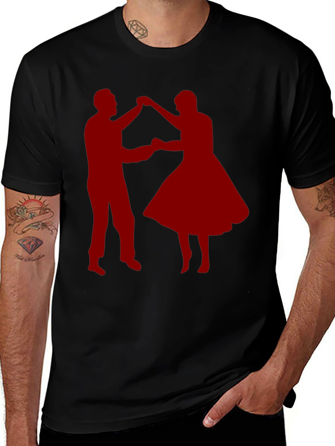 Dancing Couple Graphic Tee - Retro Style Shirt