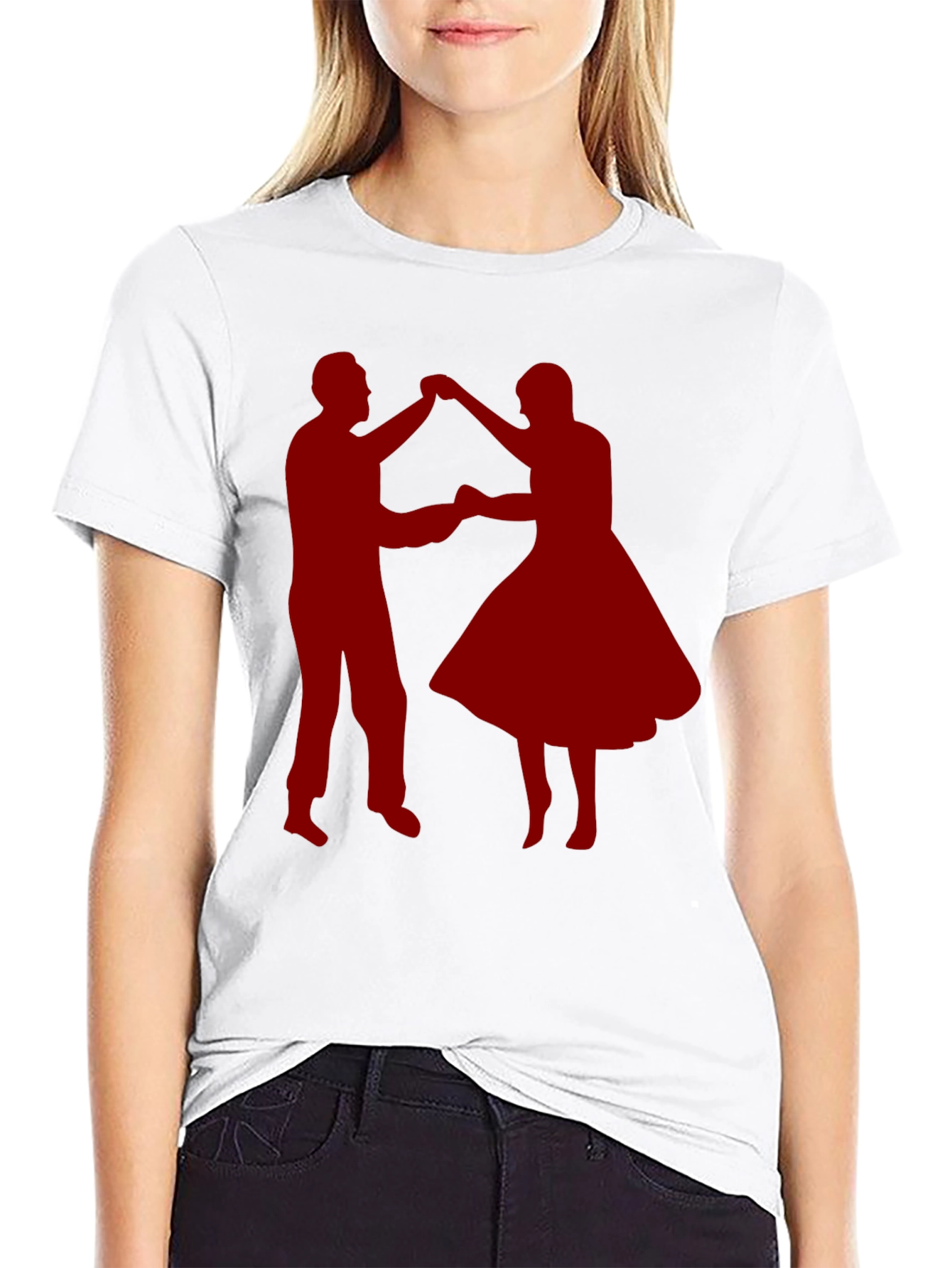 Dancing Couple Graphic Tee - Retro Style Shirt