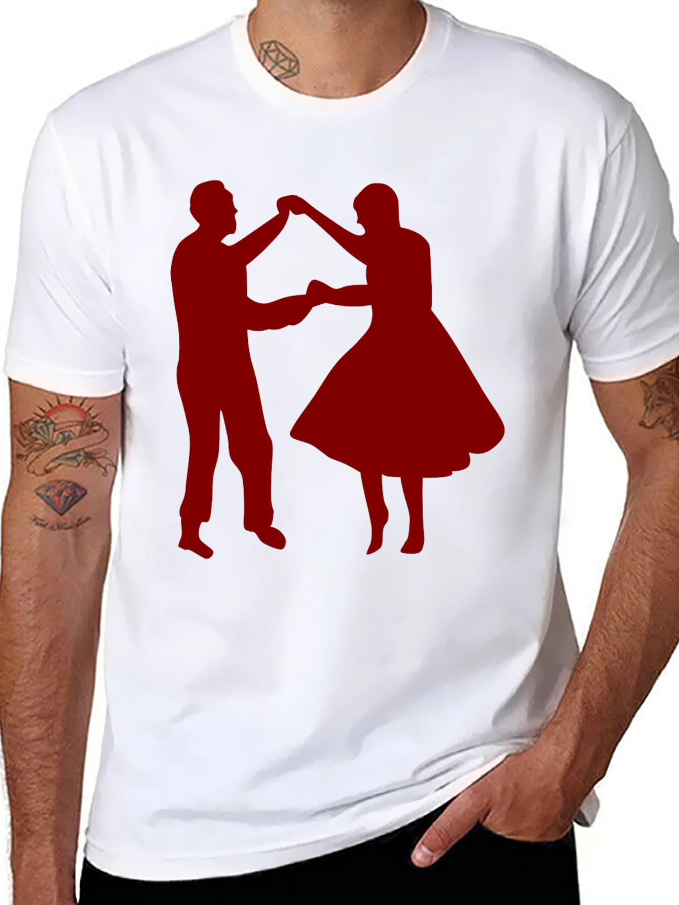 Dancing Couple Graphic Tee - Retro Style Shirt