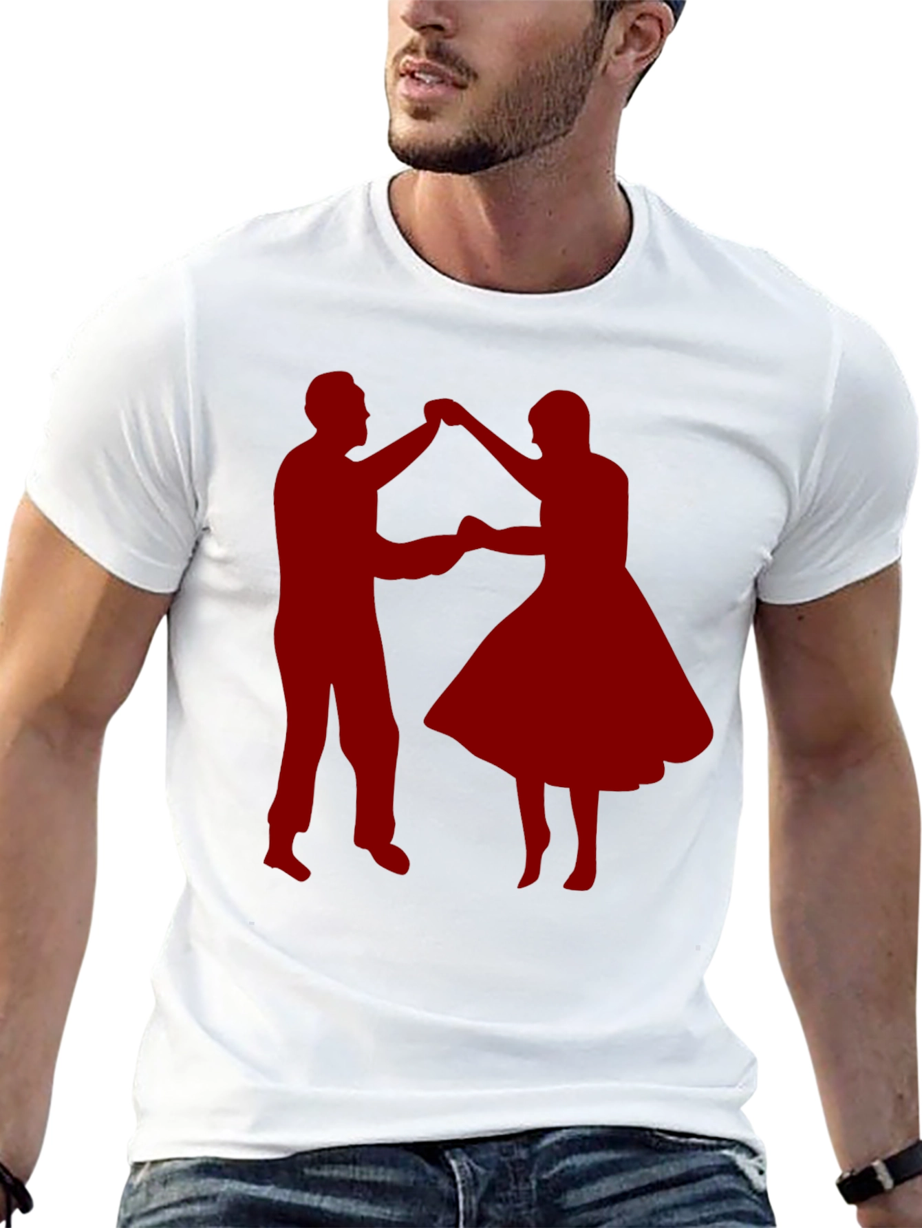 Dancing Couple Graphic Tee - Retro Style Shirt