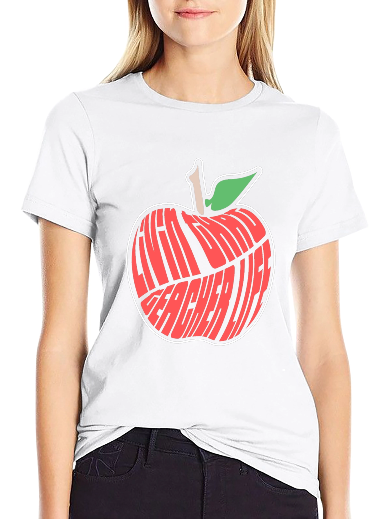 Teacher Life Apple Graphic Tee - Black