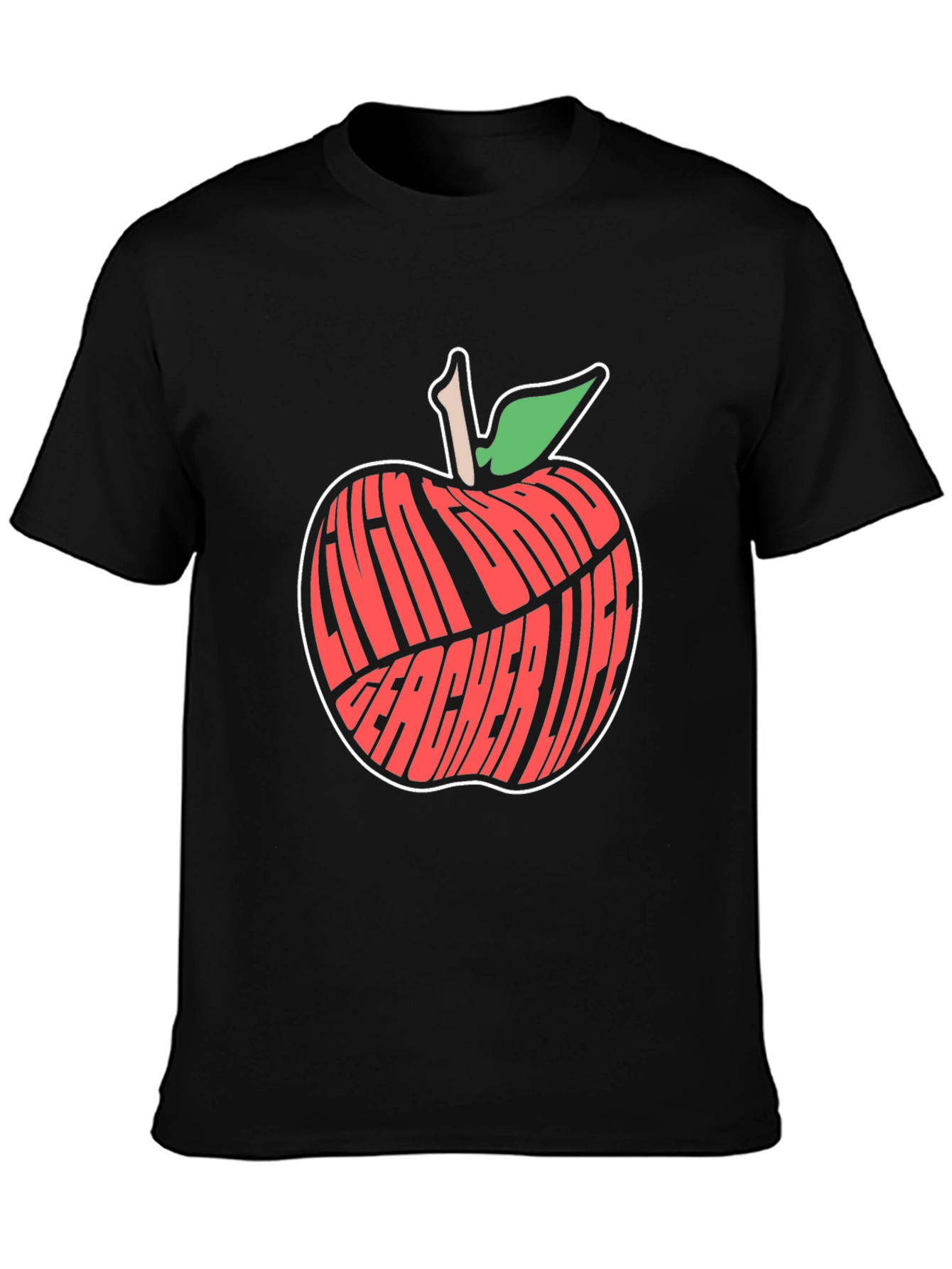 Teacher Life Apple Graphic Tee - Black