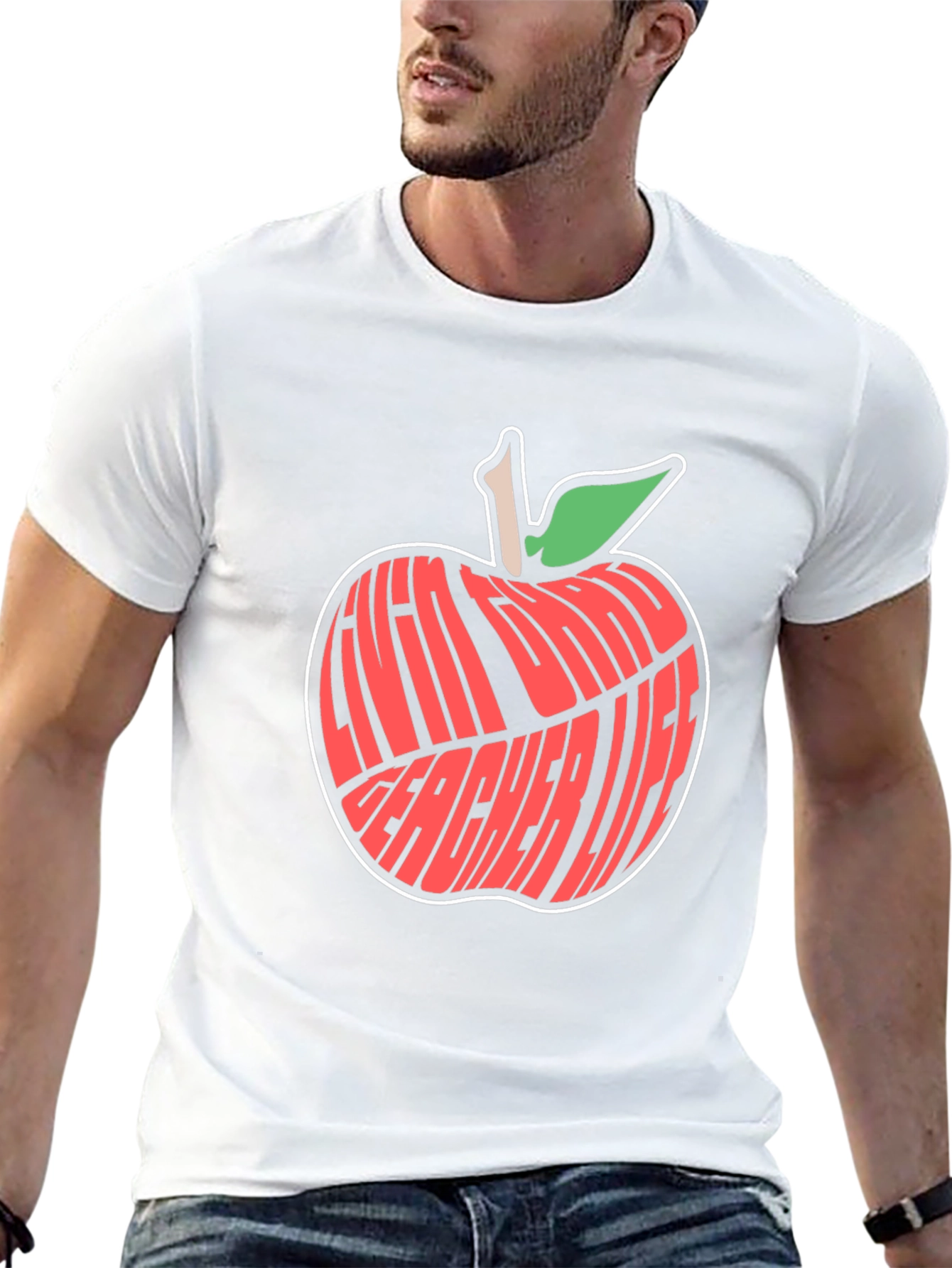 Teacher Life Apple Graphic Tee - Black