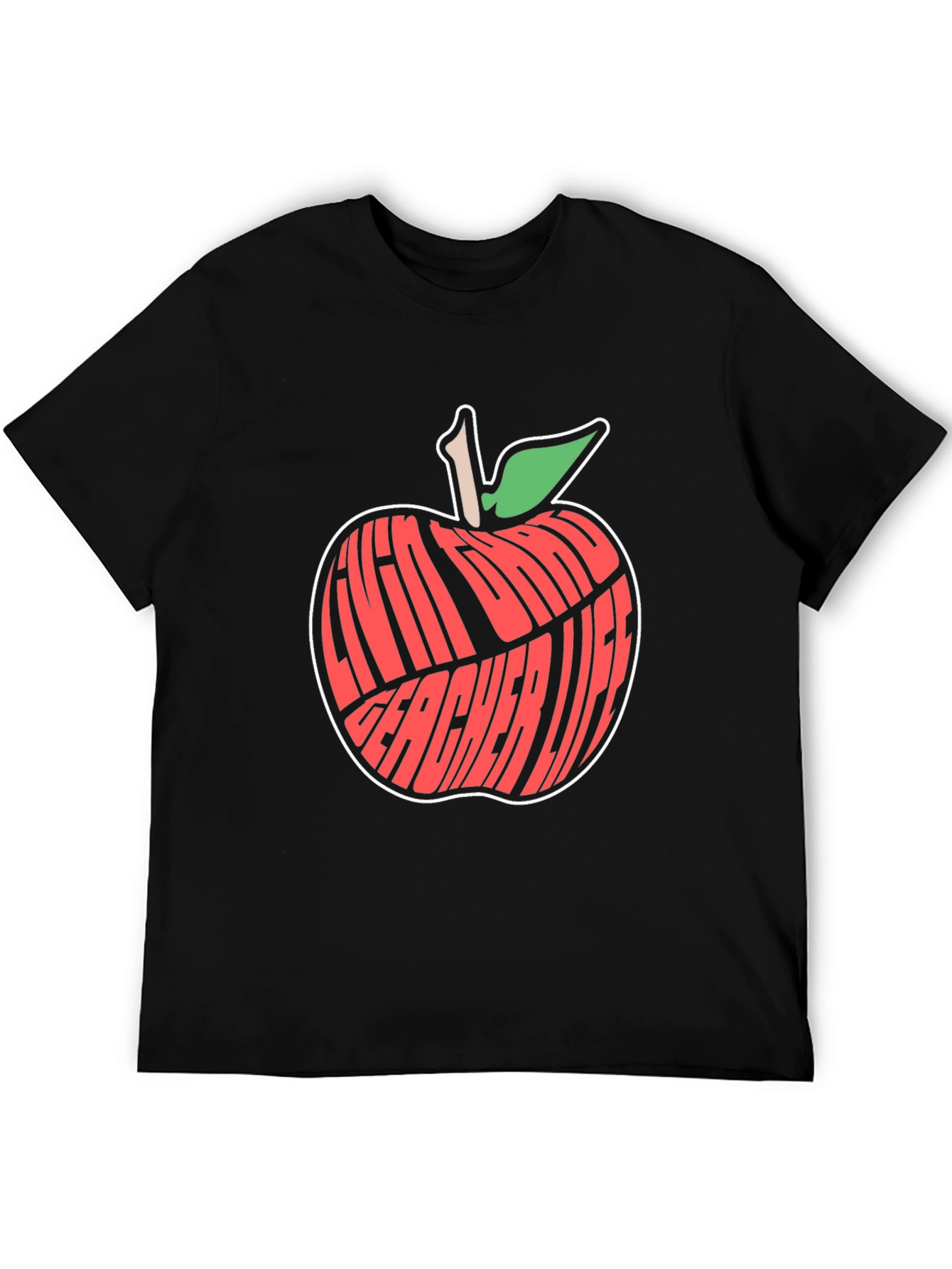 Teacher Life Apple Graphic Tee - Black