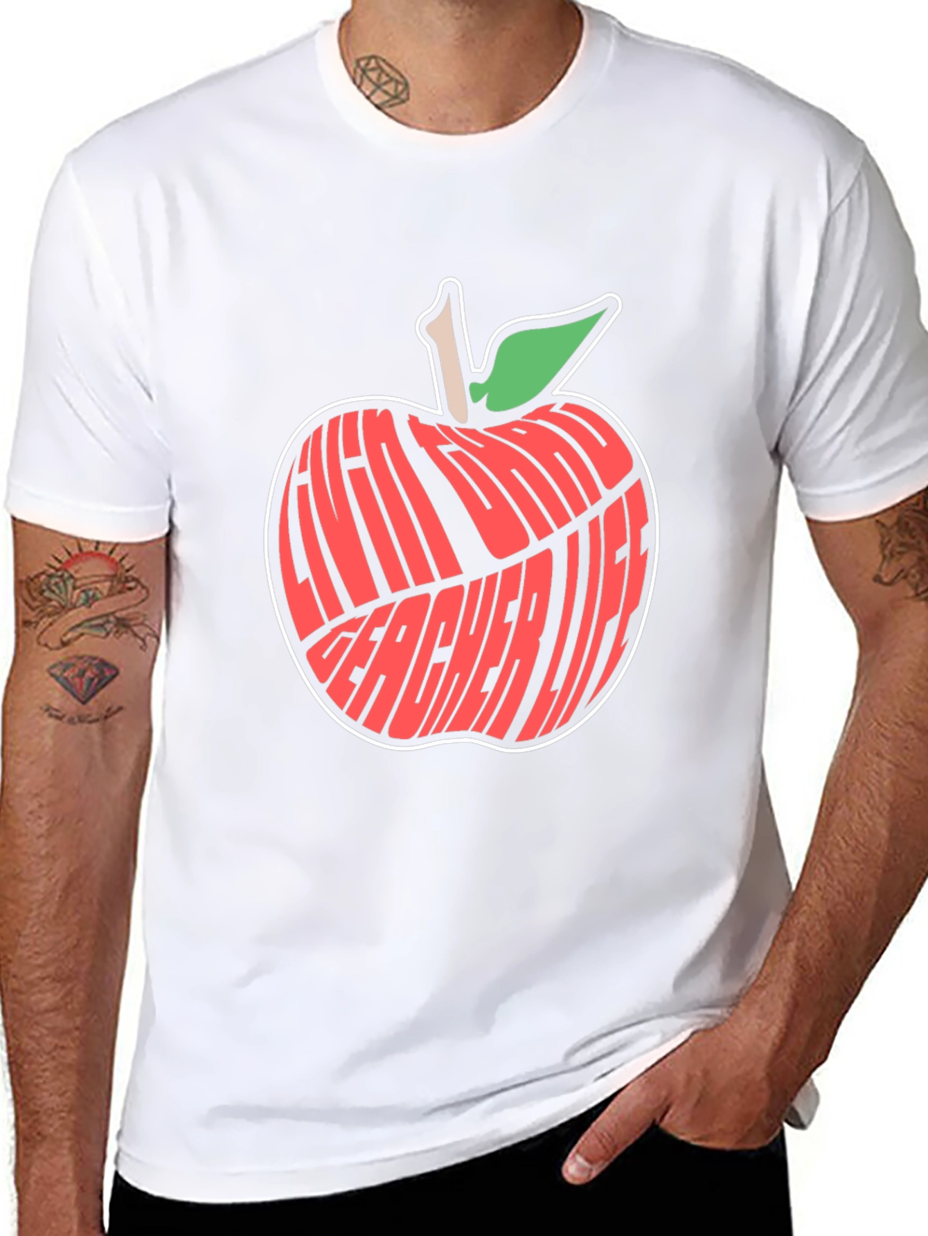 Teacher Life Apple Graphic Tee - Black