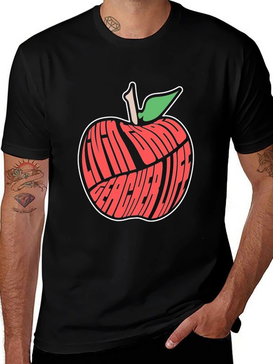 Teacher Life Apple Graphic Tee - Black
