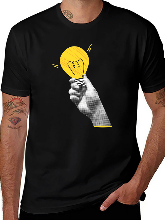 Creative Spark Black T-Shirt - Idea Light Bulb Design