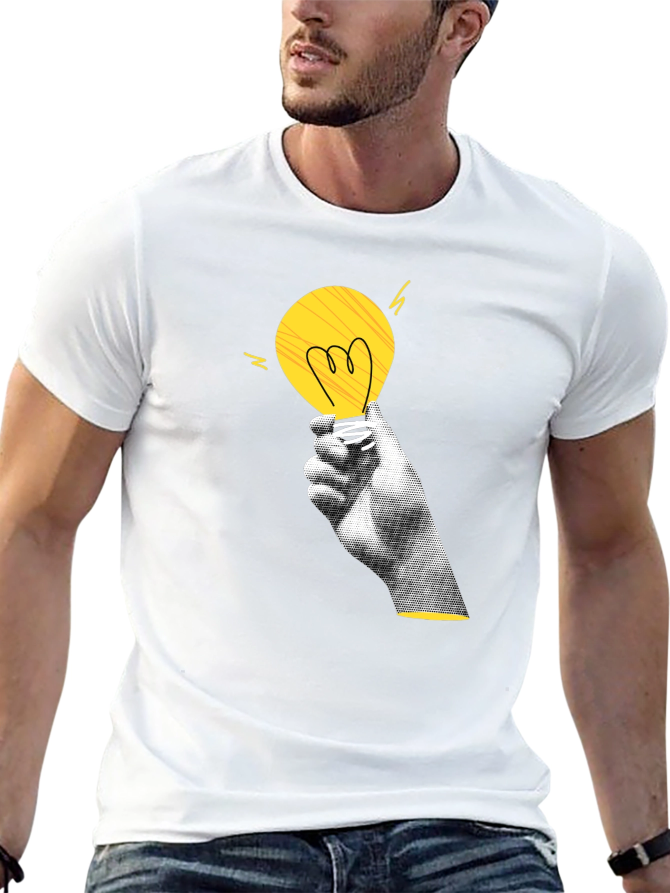 Creative Spark Black T-Shirt - Idea Light Bulb Design