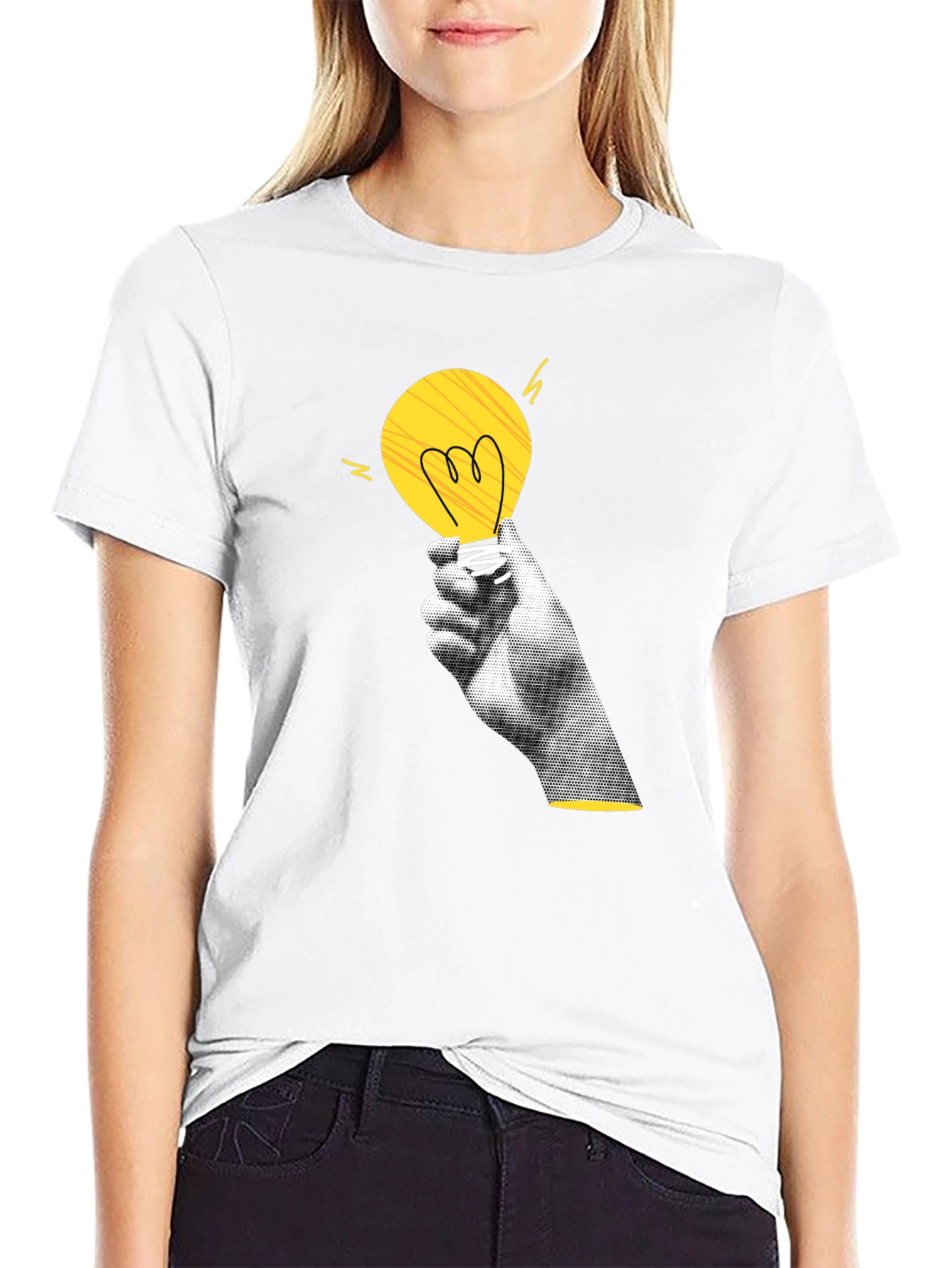 Creative Spark Black T-Shirt - Idea Light Bulb Design