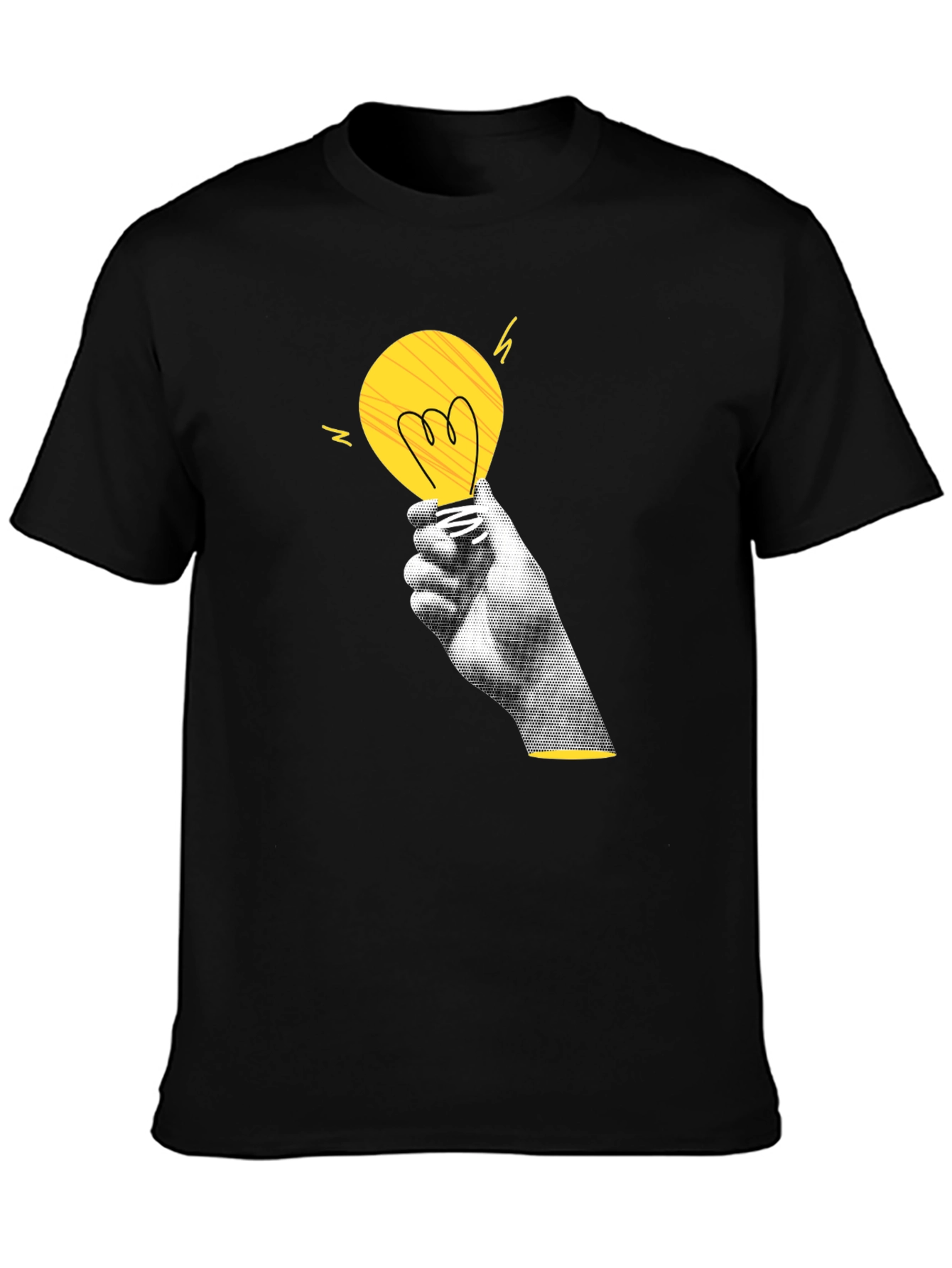 Creative Spark Black T-Shirt - Idea Light Bulb Design