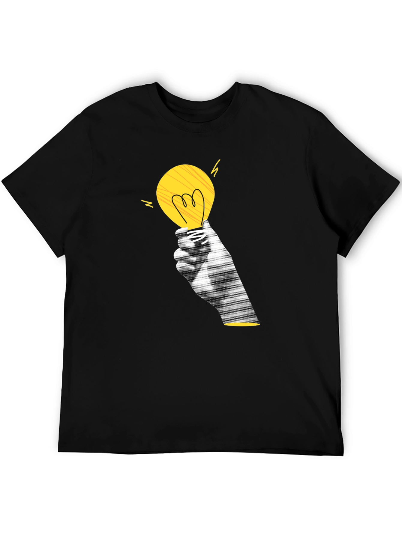 Creative Spark Black T-Shirt - Idea Light Bulb Design