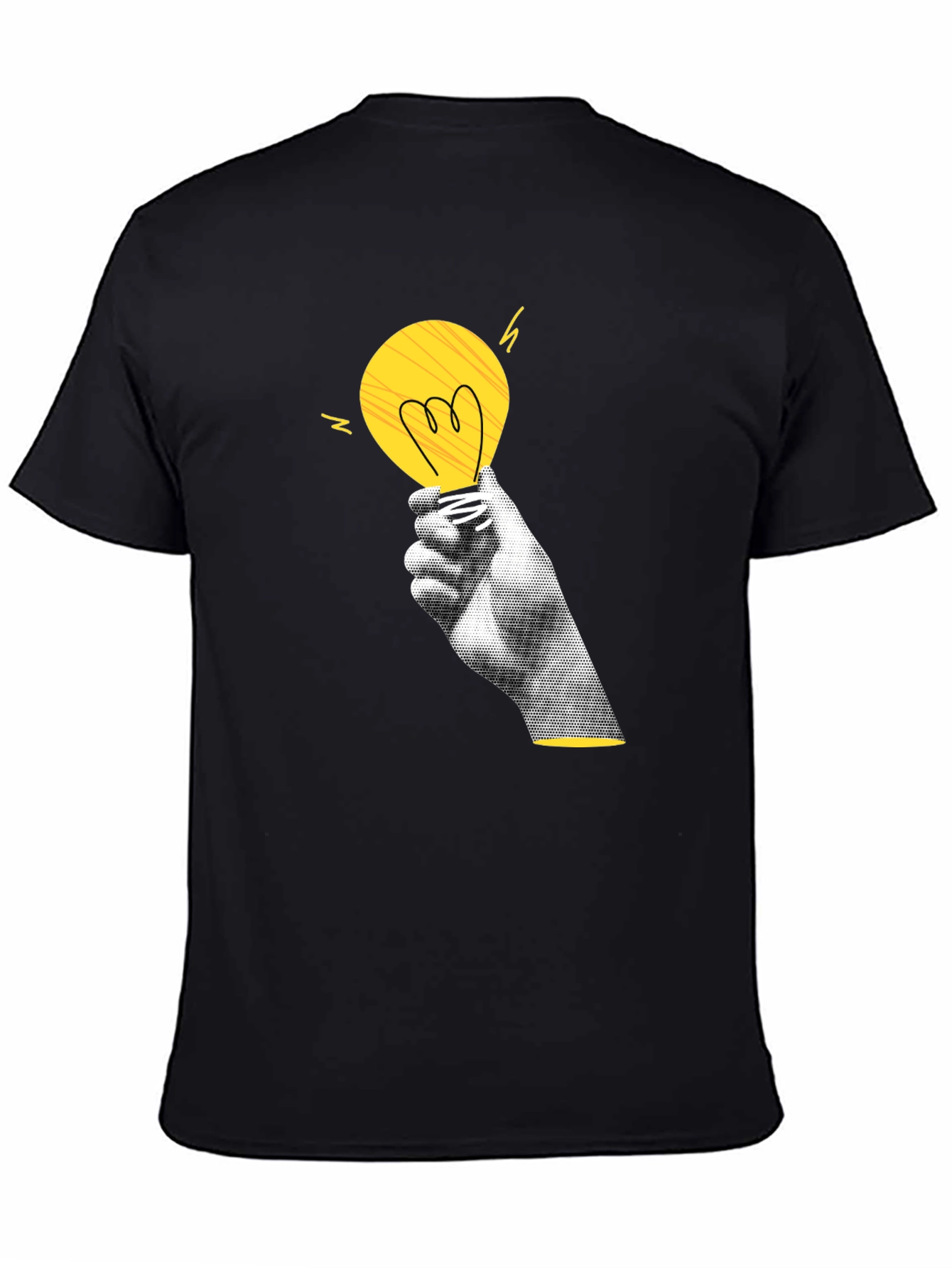 Creative Spark Black T-Shirt - Idea Light Bulb Design