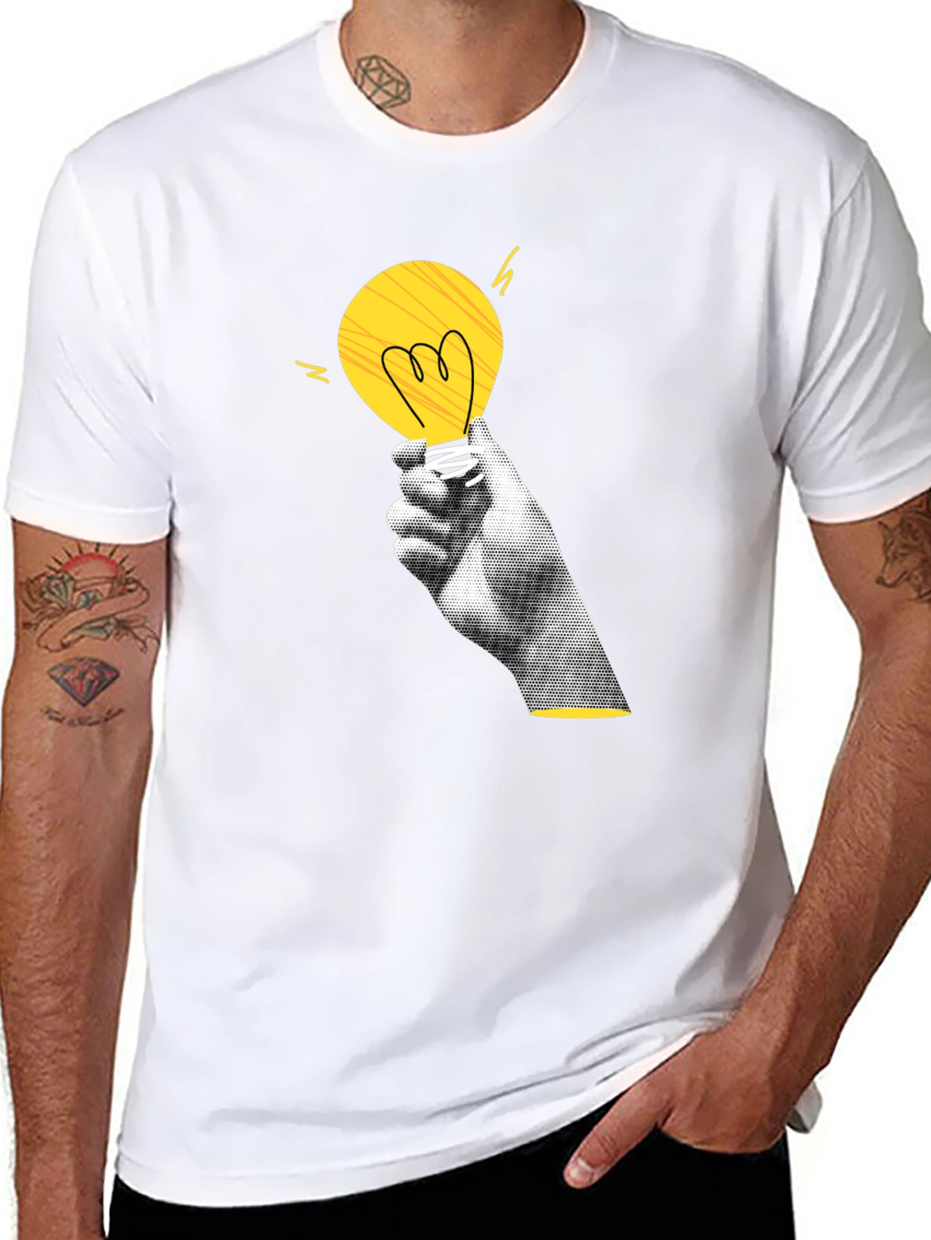 Creative Spark Black T-Shirt - Idea Light Bulb Design
