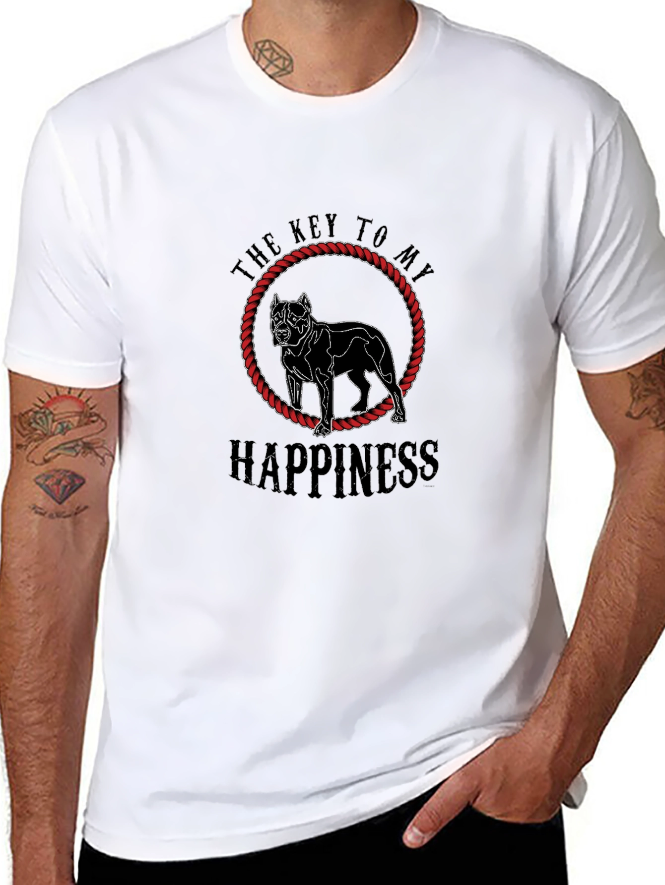 Dog Lovers Happiness Graphic Tee - Black