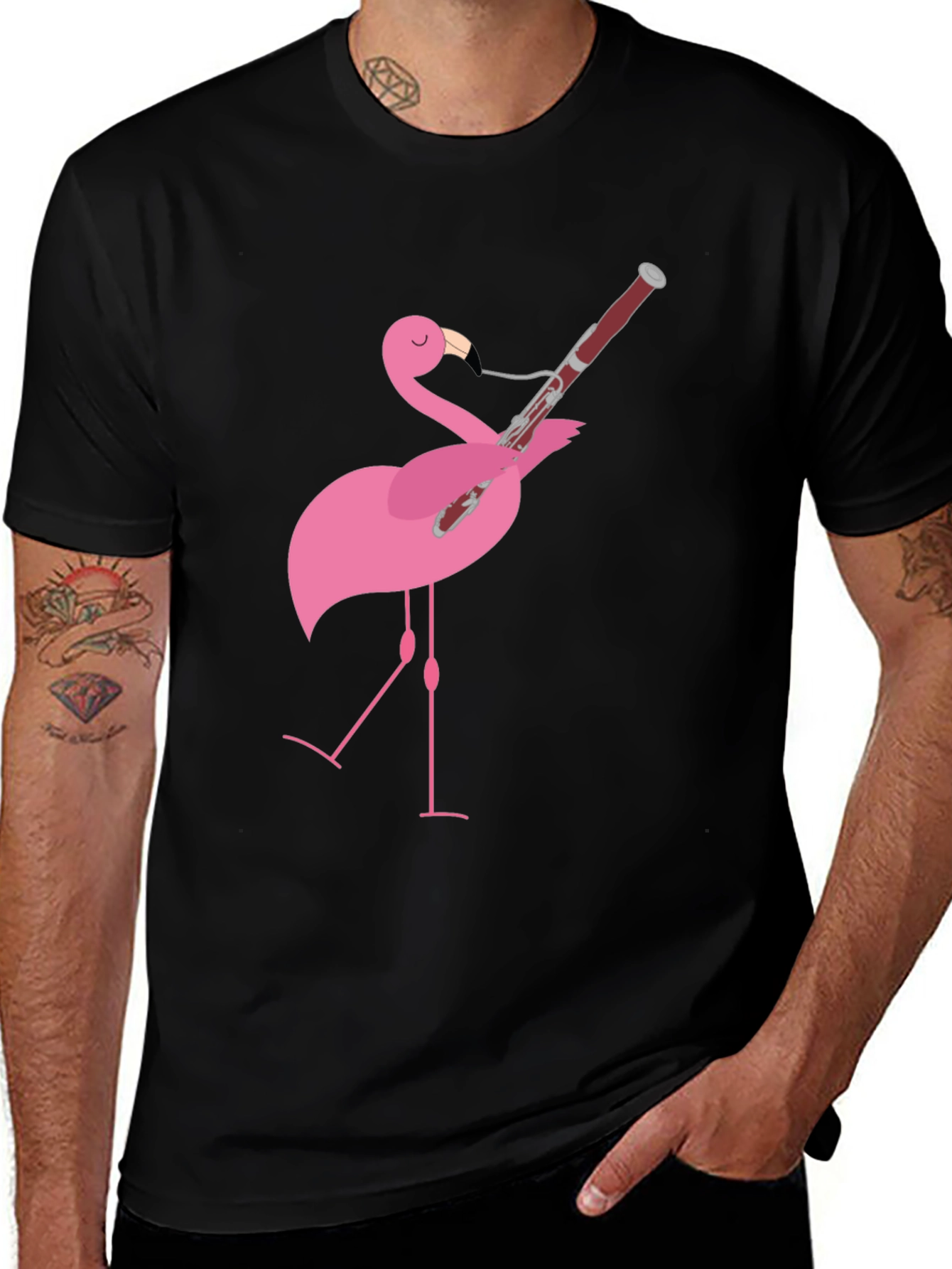Flamingo Bassoon Player Graphic Tee