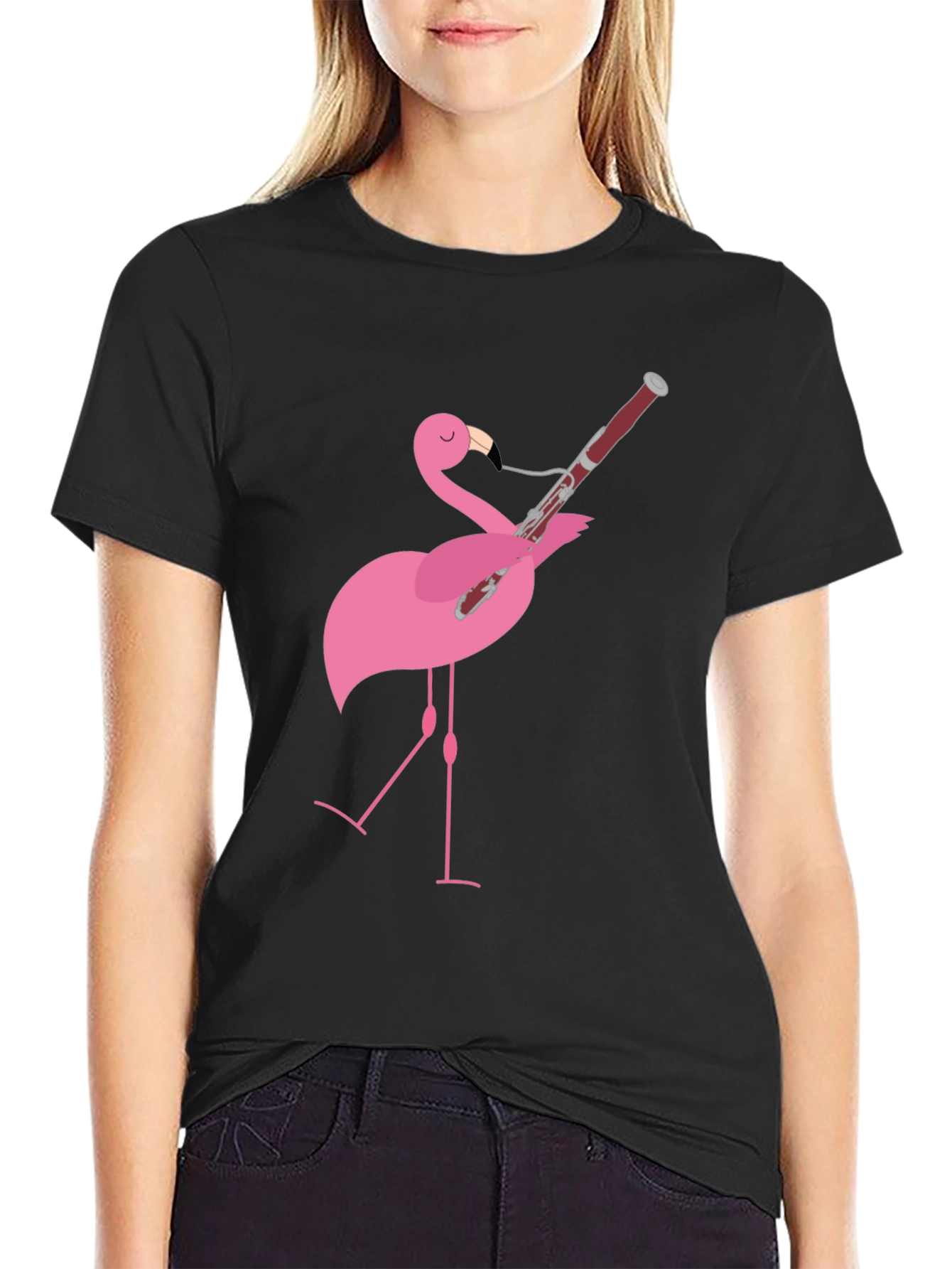 Flamingo Bassoon Player Graphic Tee