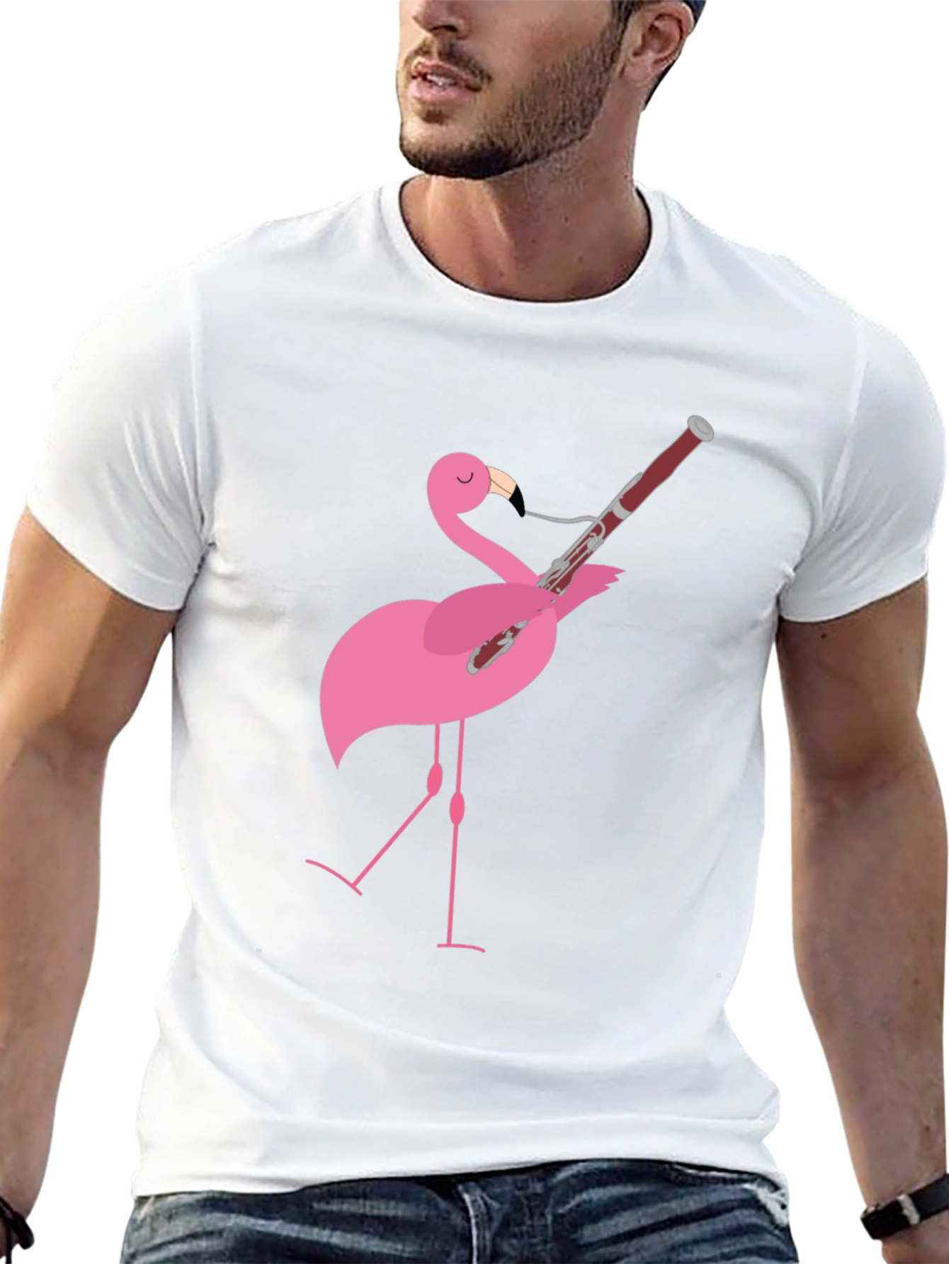 Flamingo Bassoon Player Graphic Tee