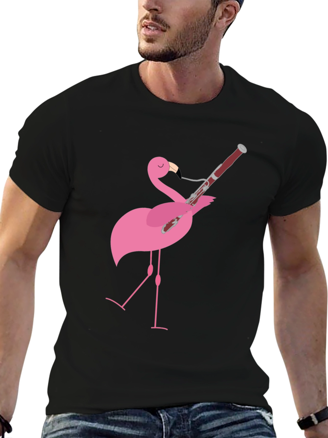 Flamingo Bassoon Player Graphic Tee