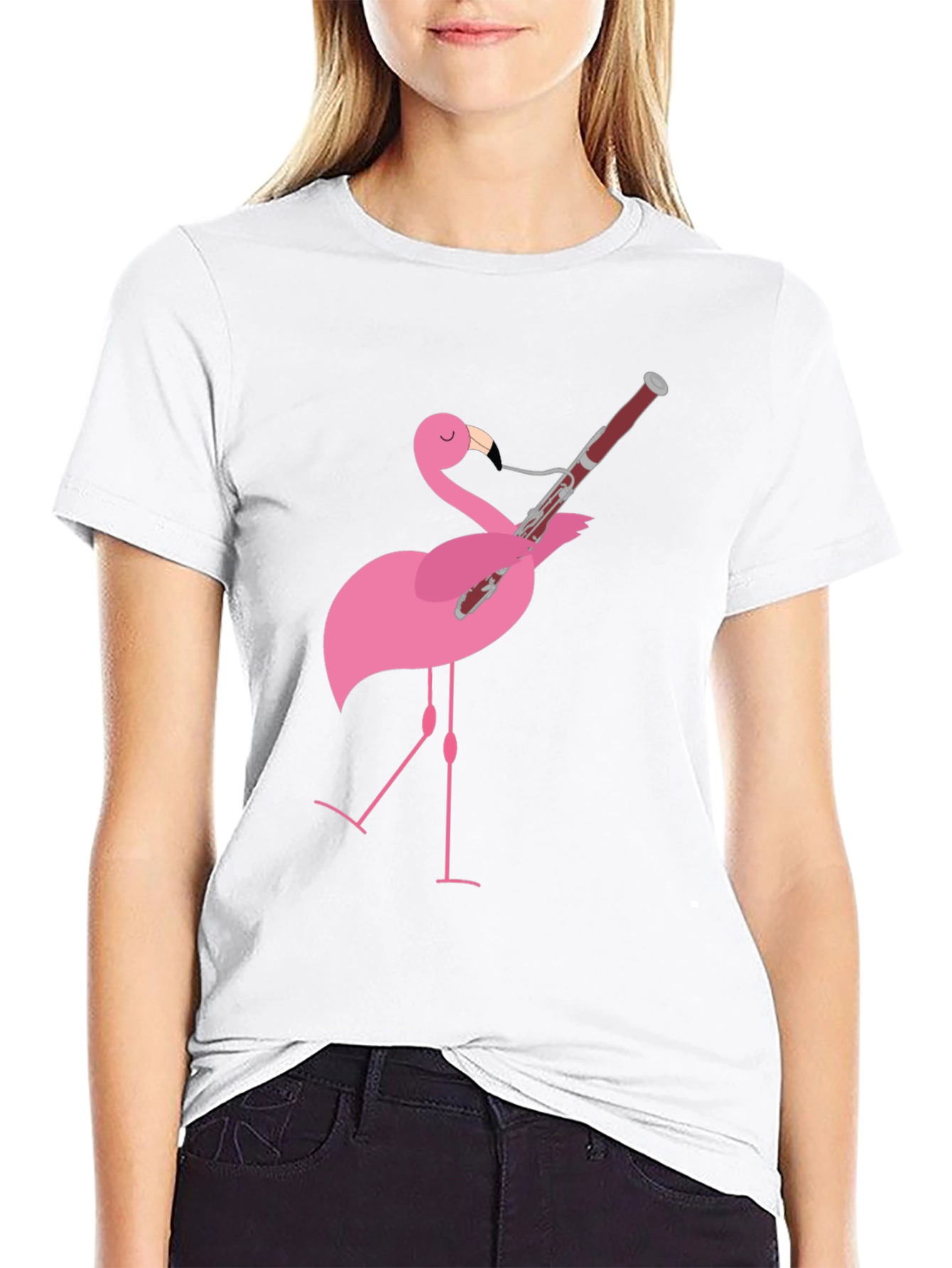 Flamingo Bassoon Player Graphic Tee