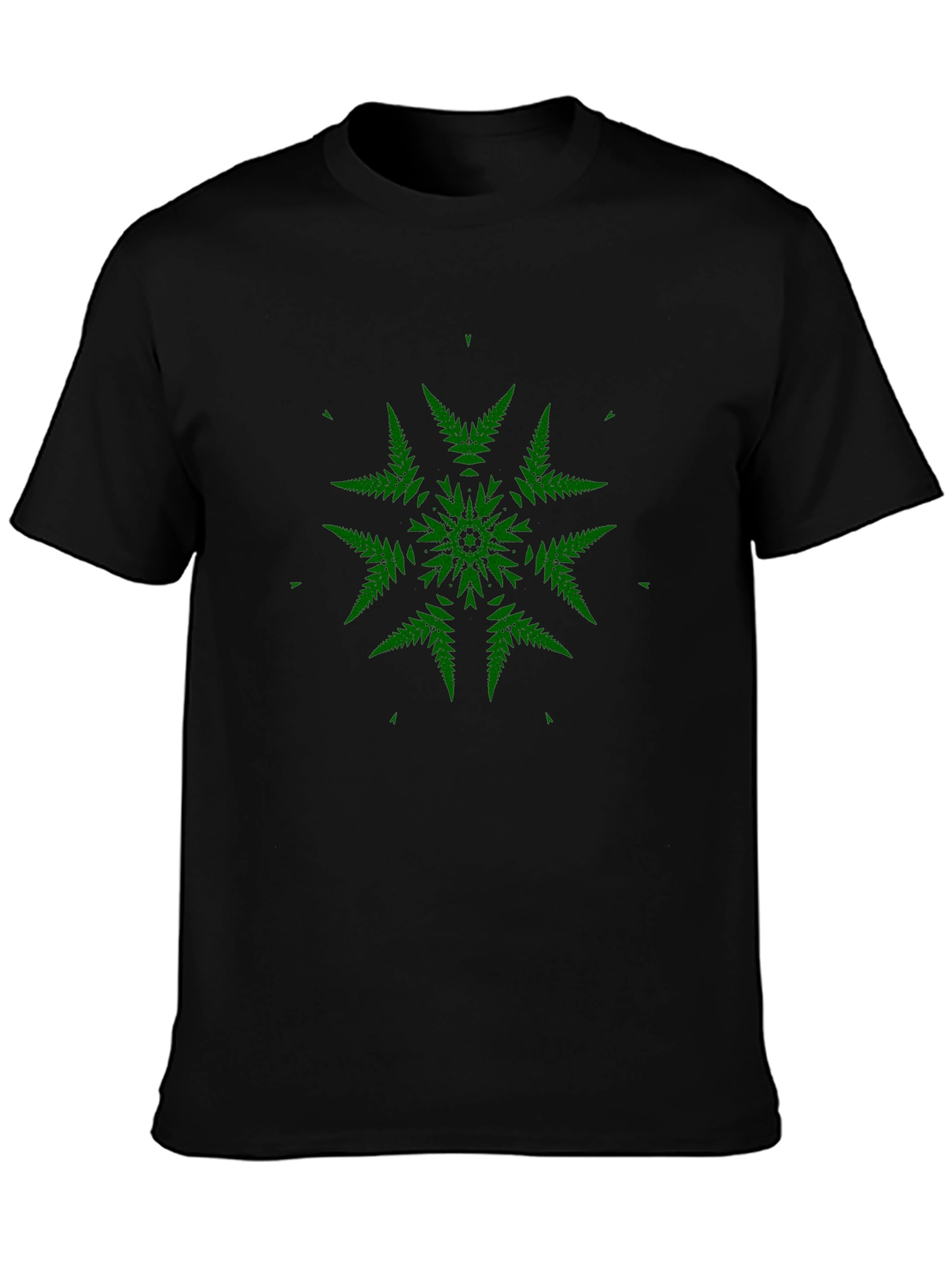 Fern Mandala Black T-Shirt - Unique Nature Design