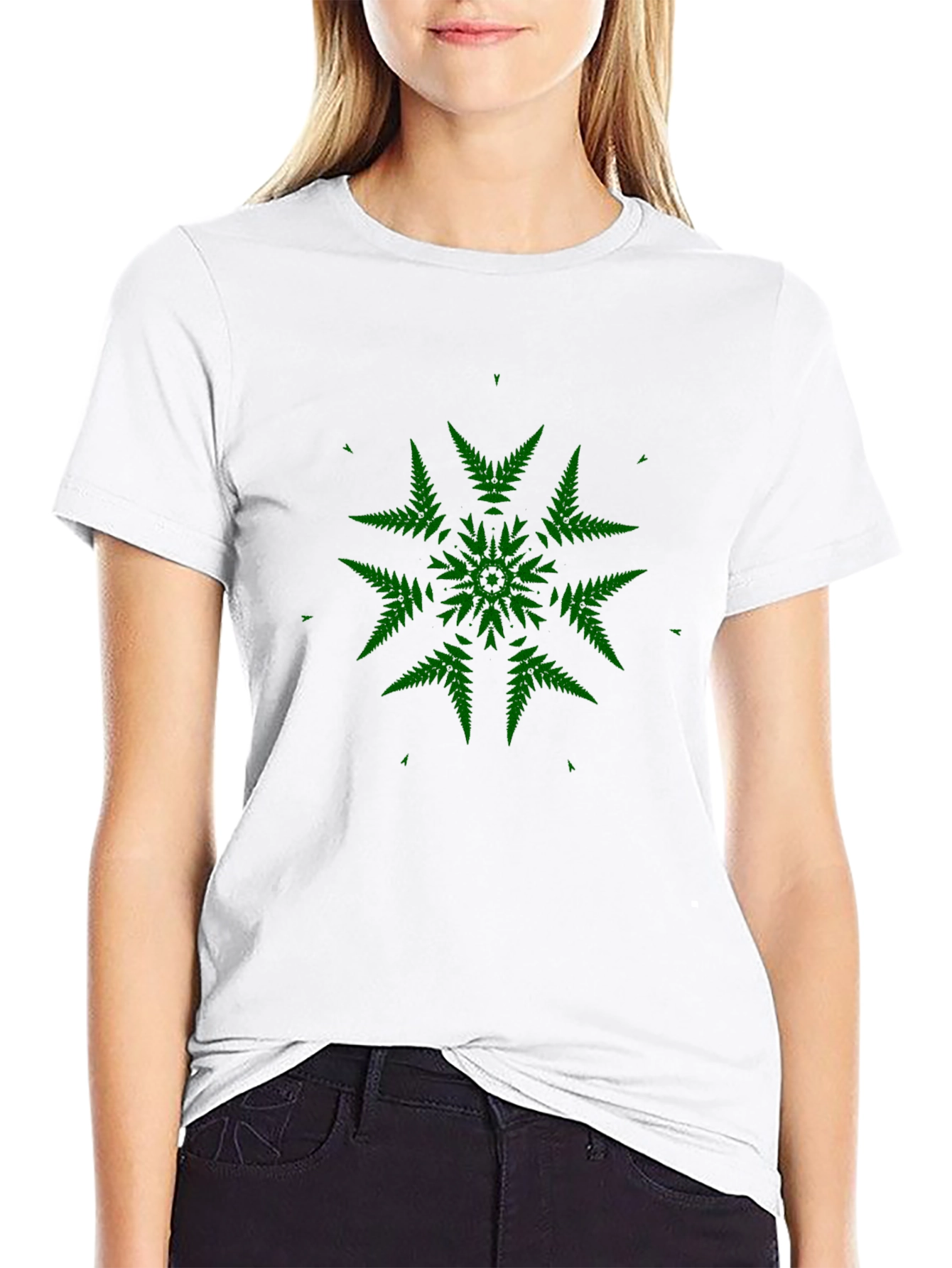 Fern Mandala Black T-Shirt - Unique Nature Design