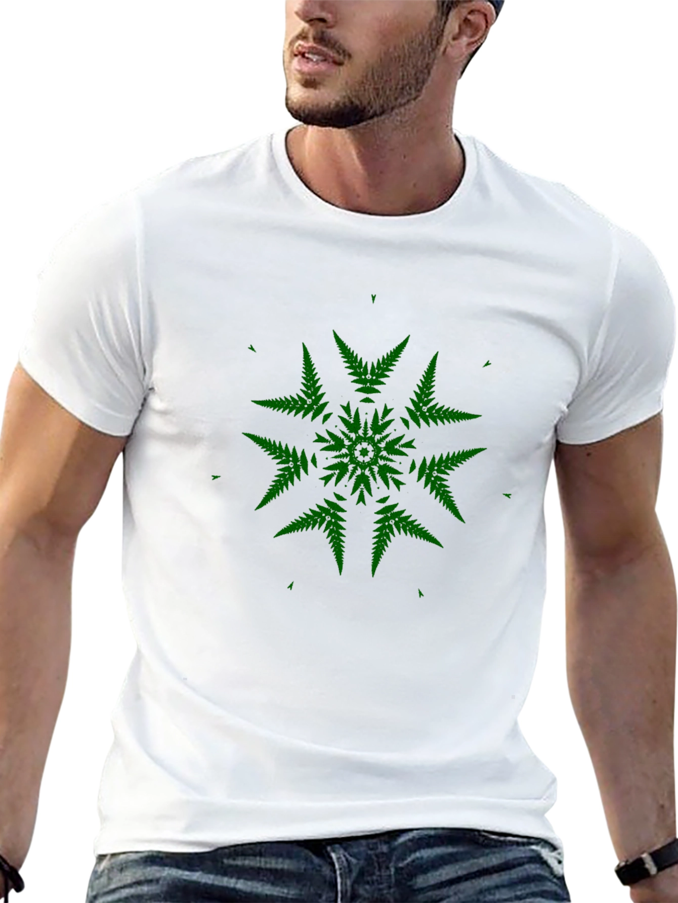 Fern Mandala Black T-Shirt - Unique Nature Design
