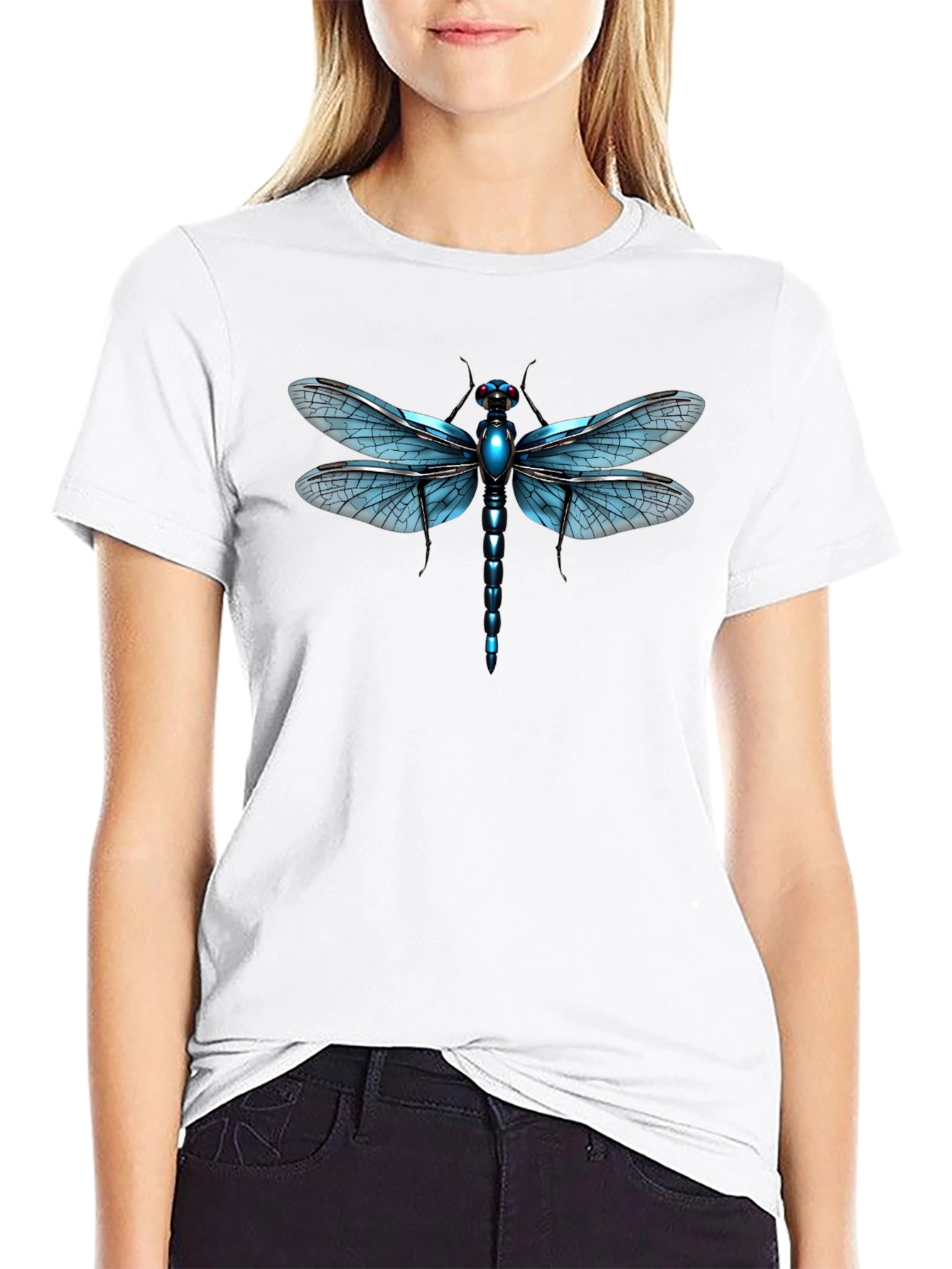 Dragonfly Graphic Tee - Black Cotton T-Shirt