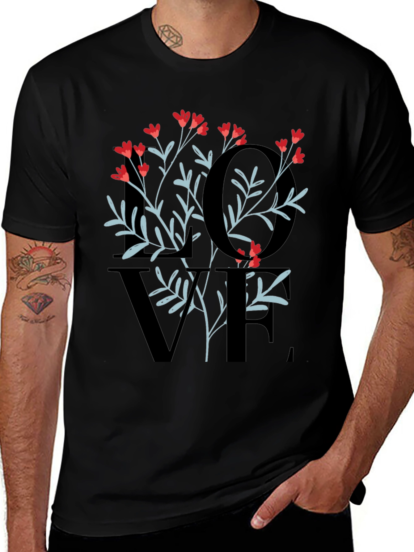 Floral LOVE Graphic Tee - Stylish Unisex Shirt