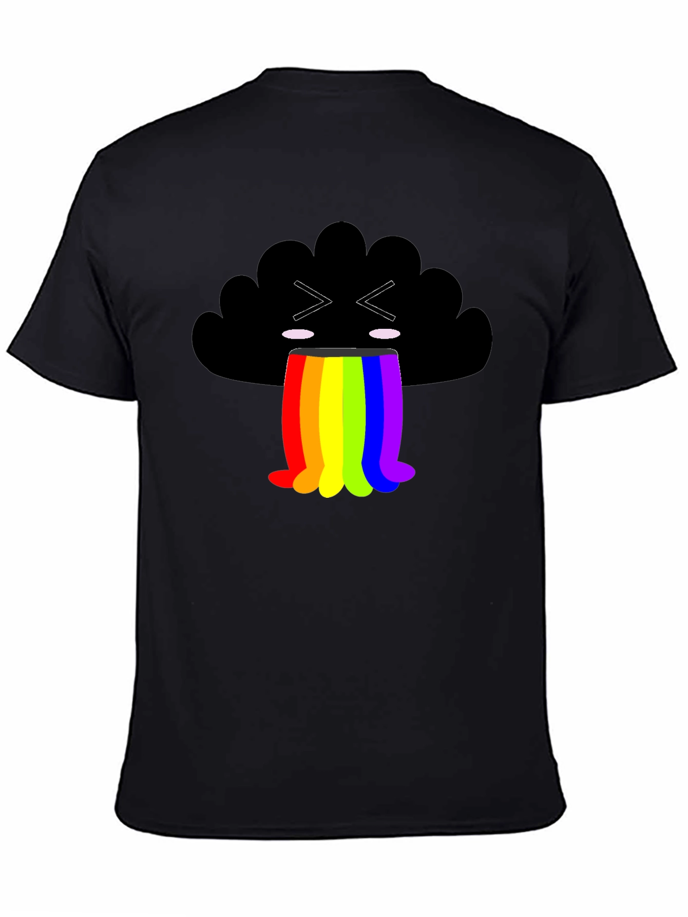 Rainbow Puke Cloud Graphic Tee - Soft Cotton Shirt