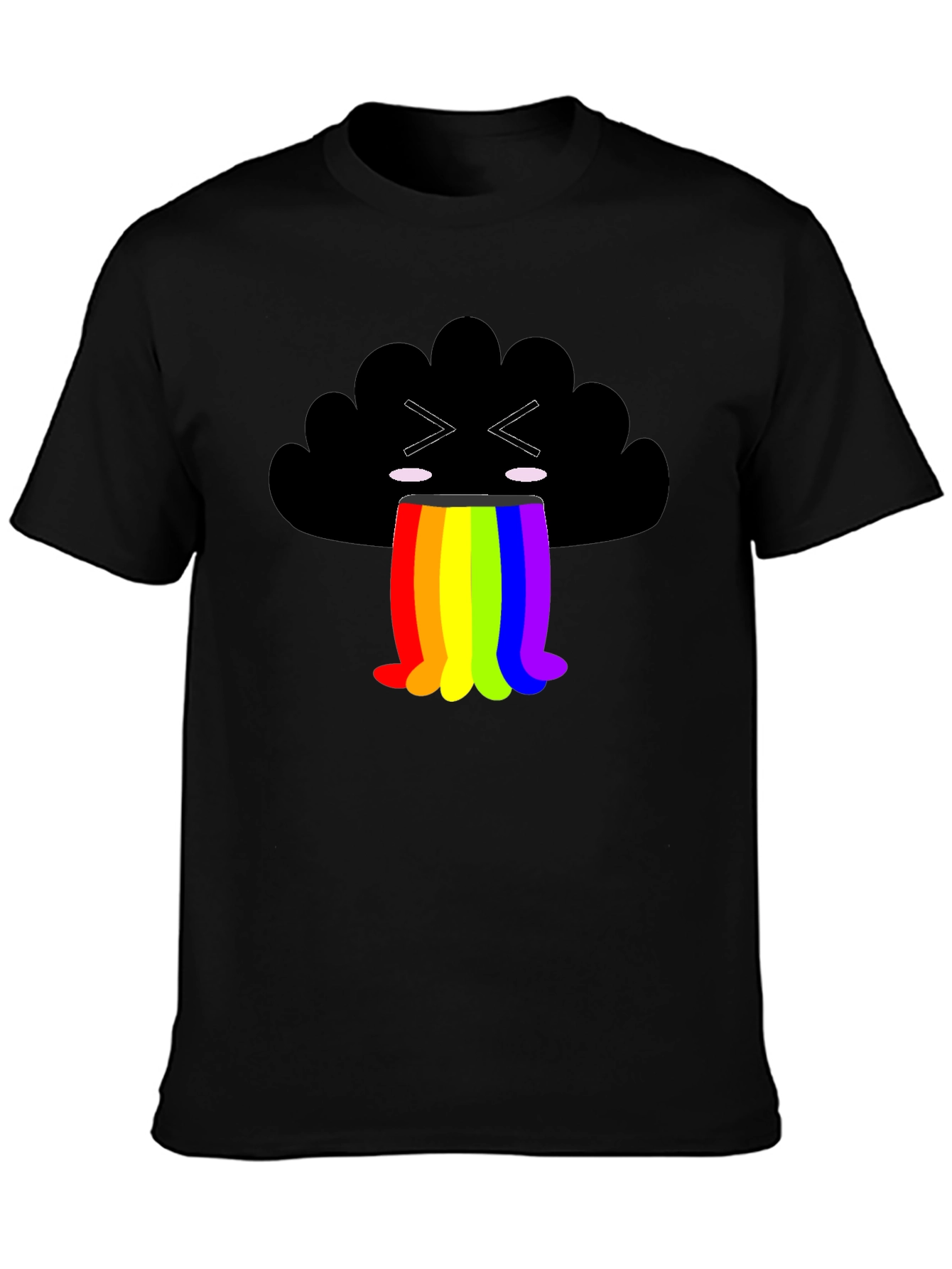 Rainbow Puke Cloud Graphic Tee - Soft Cotton Shirt