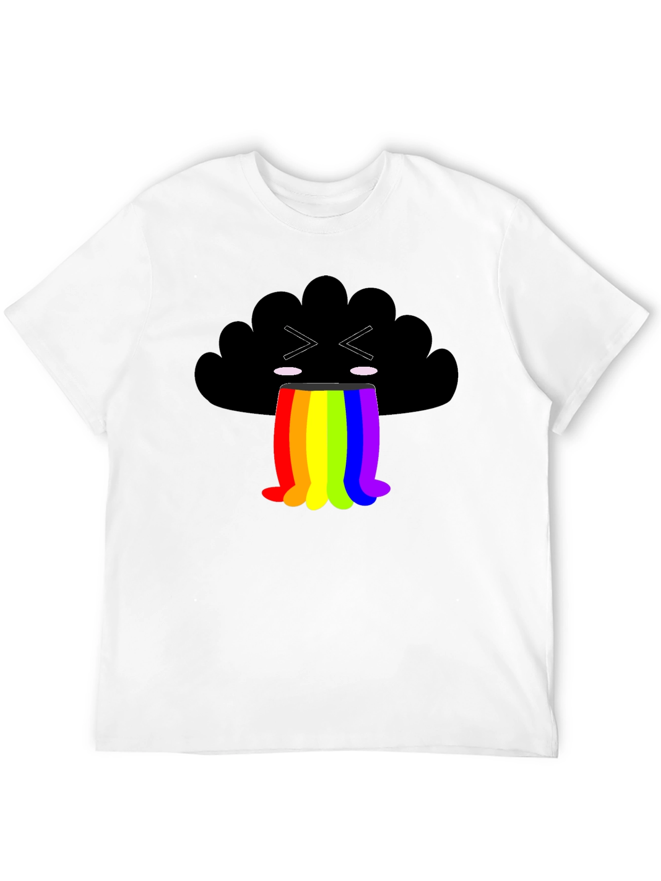 Rainbow Puke Cloud Graphic Tee - Soft Cotton Shirt