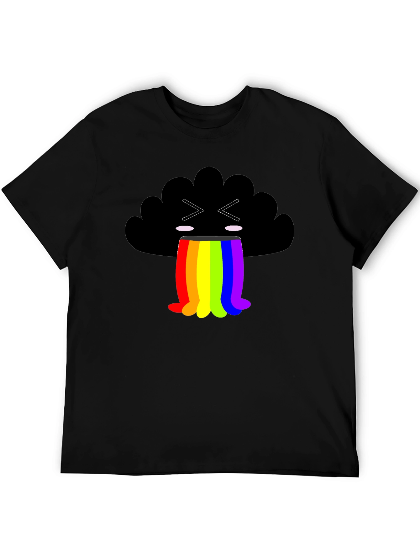 Rainbow Puke Cloud Graphic Tee - Soft Cotton Shirt