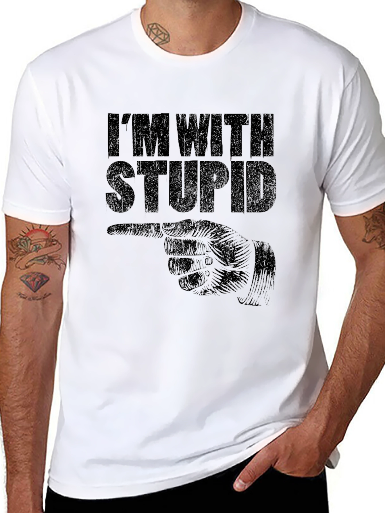 Im With Stupid T-Shirt Funny Novelty Tee