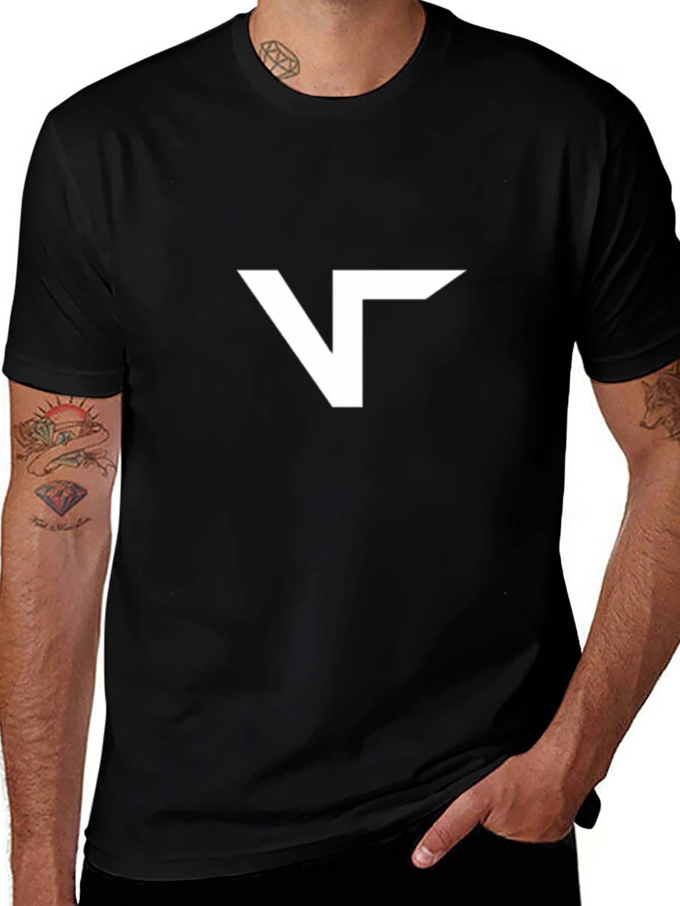 Modern Black T-Shirt with Abstract White Logo