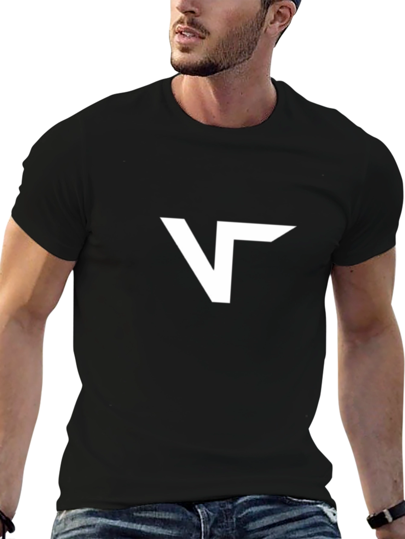 Modern Black T-Shirt with Abstract White Logo