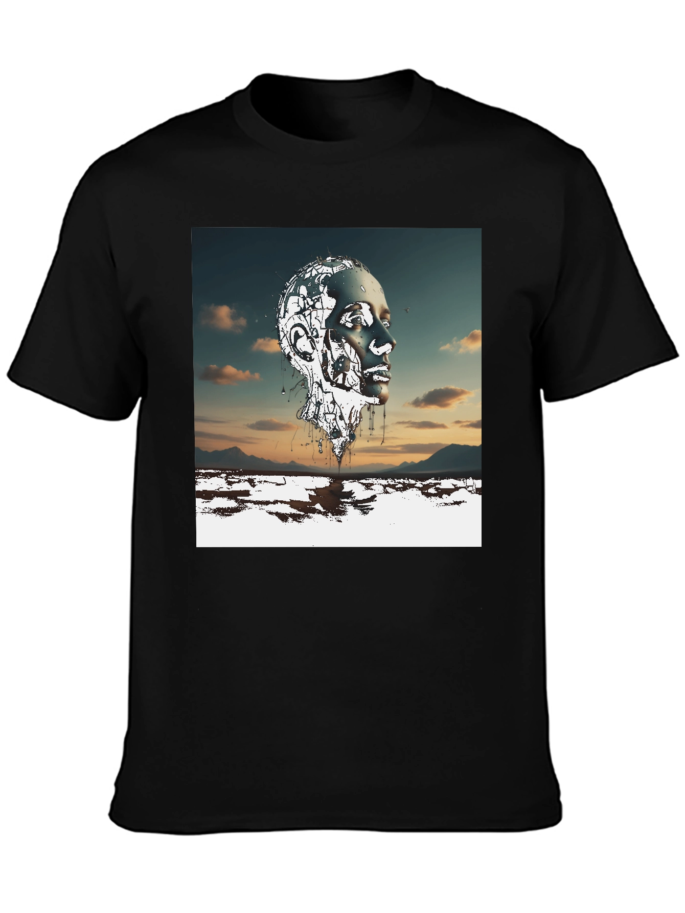Abstract Head Black T-Shirt