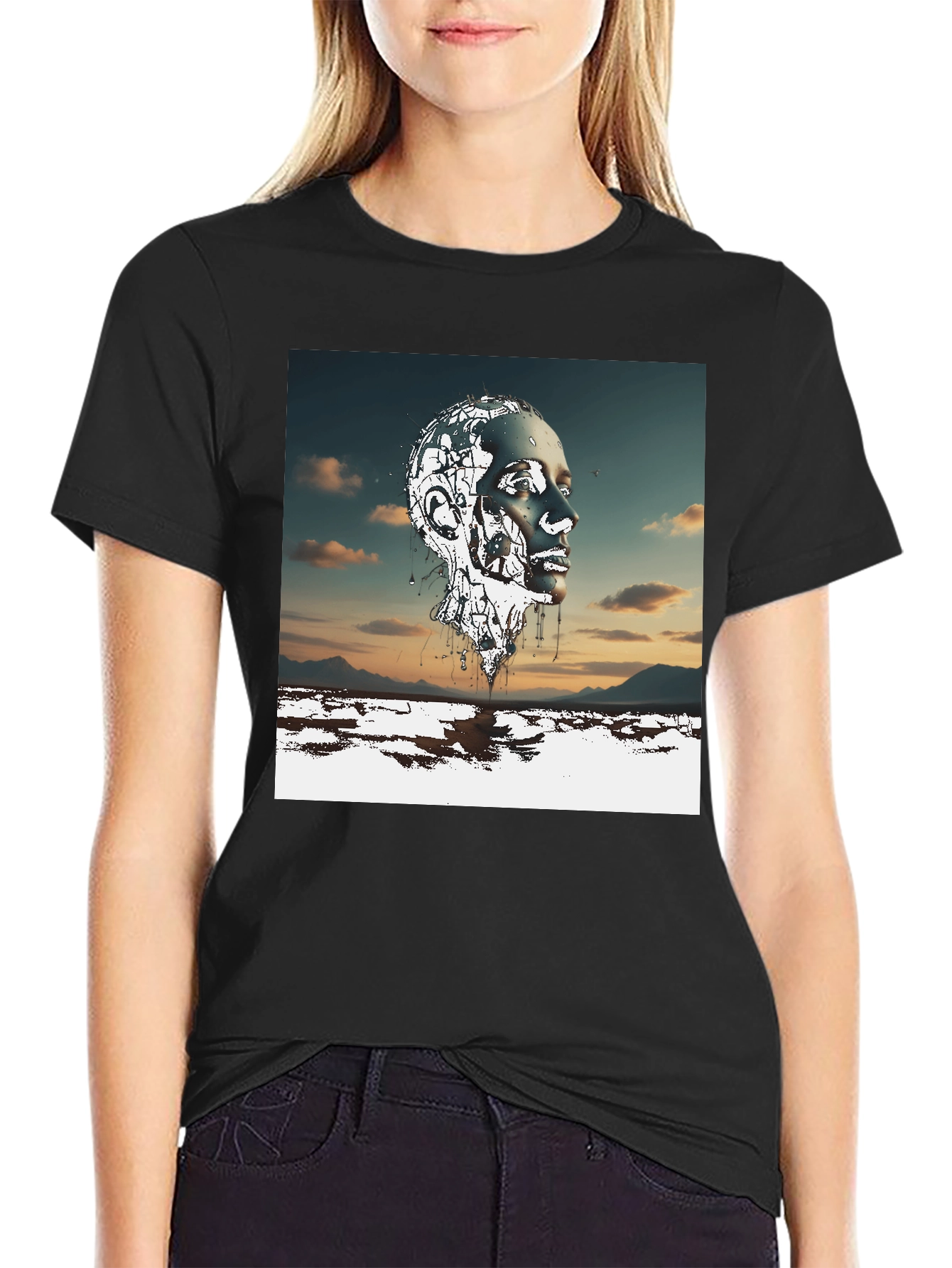 Abstract Head Black T-Shirt