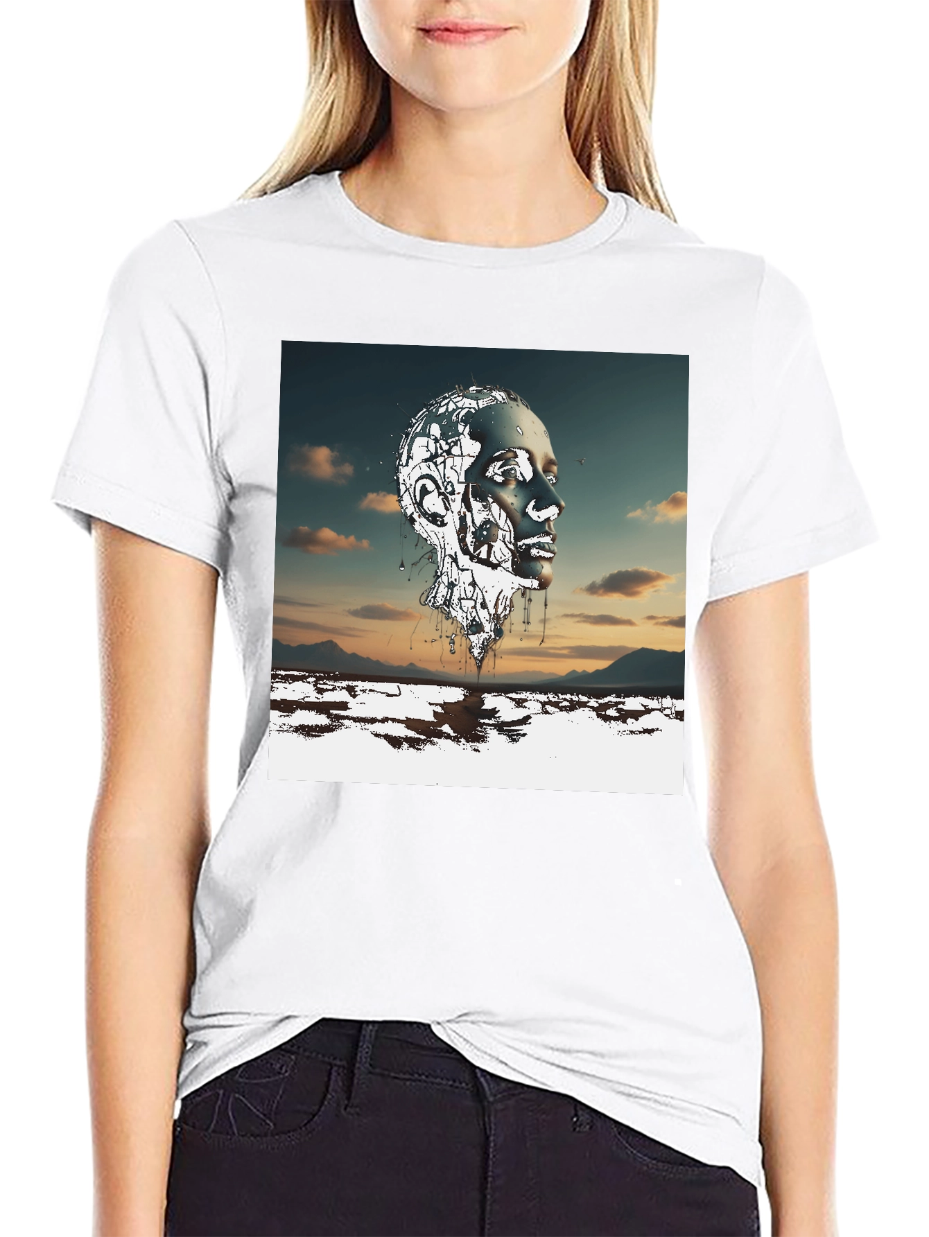 Abstract Head Black T-Shirt
