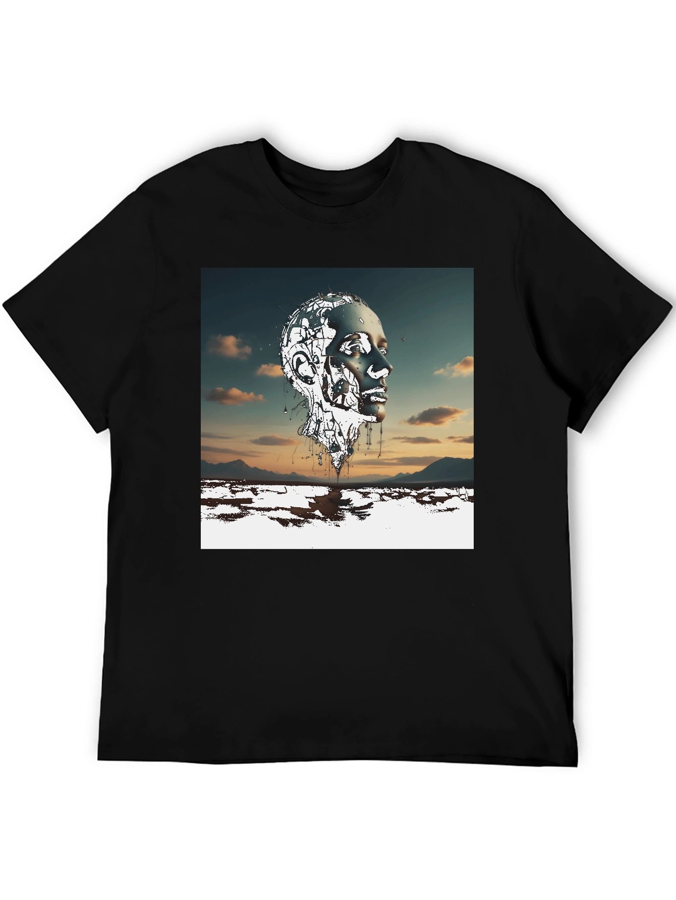 Abstract Head Black T-Shirt