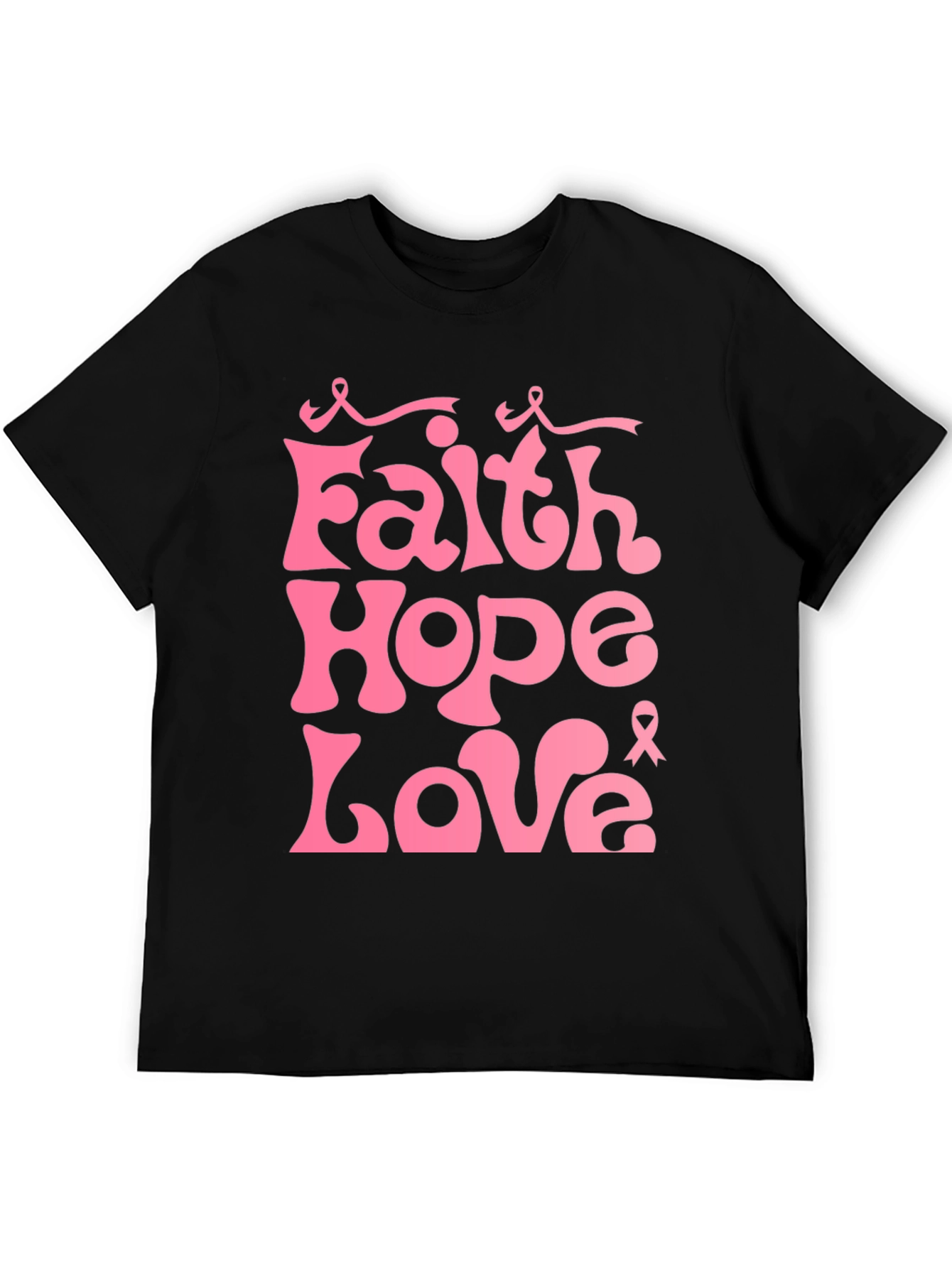 Faith Hope Love Pink Ribbon Graphic Tee