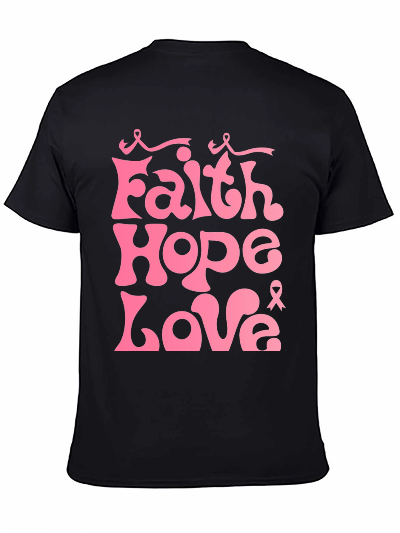 Faith Hope Love Pink Ribbon Graphic Tee