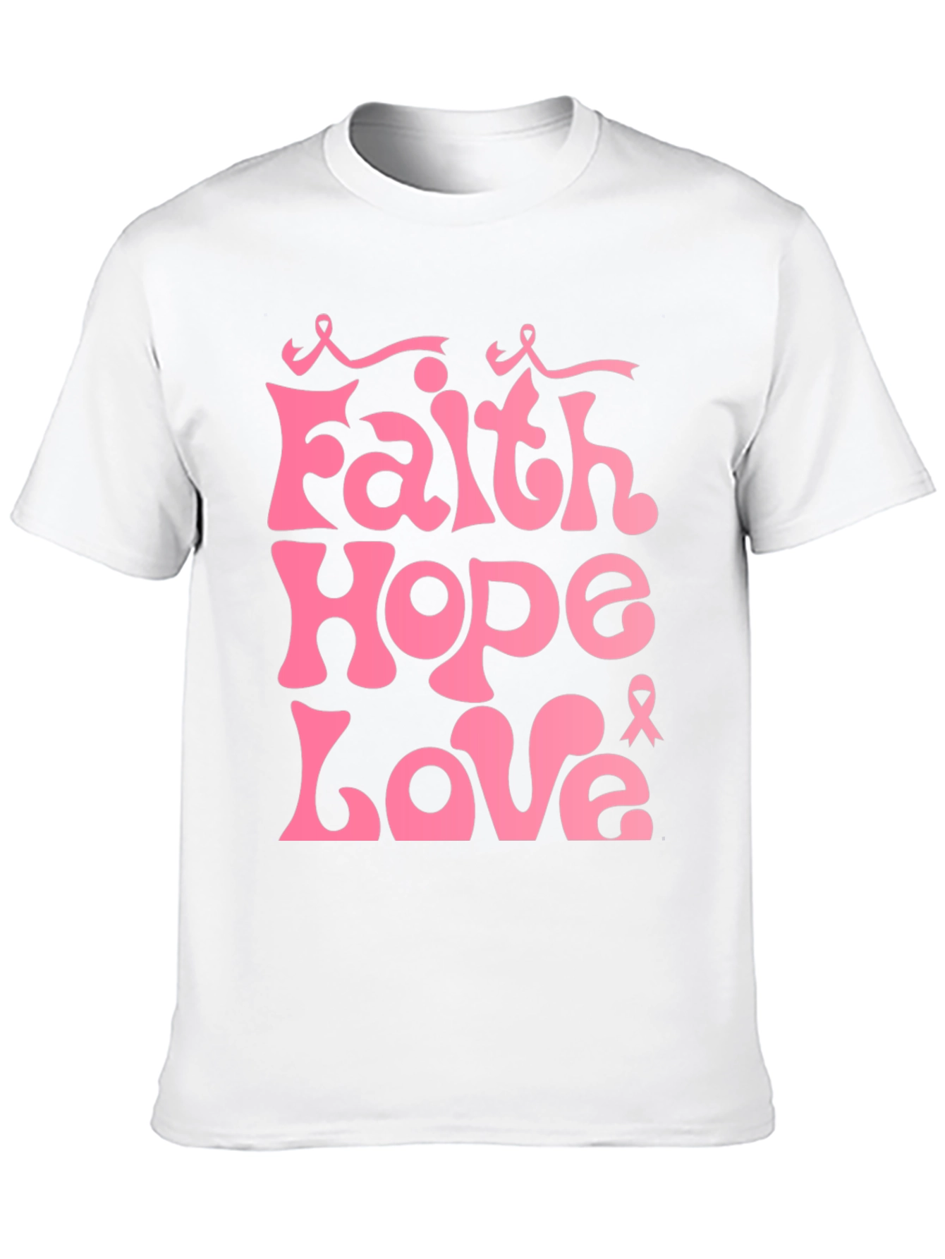 Faith Hope Love Pink Ribbon Graphic Tee