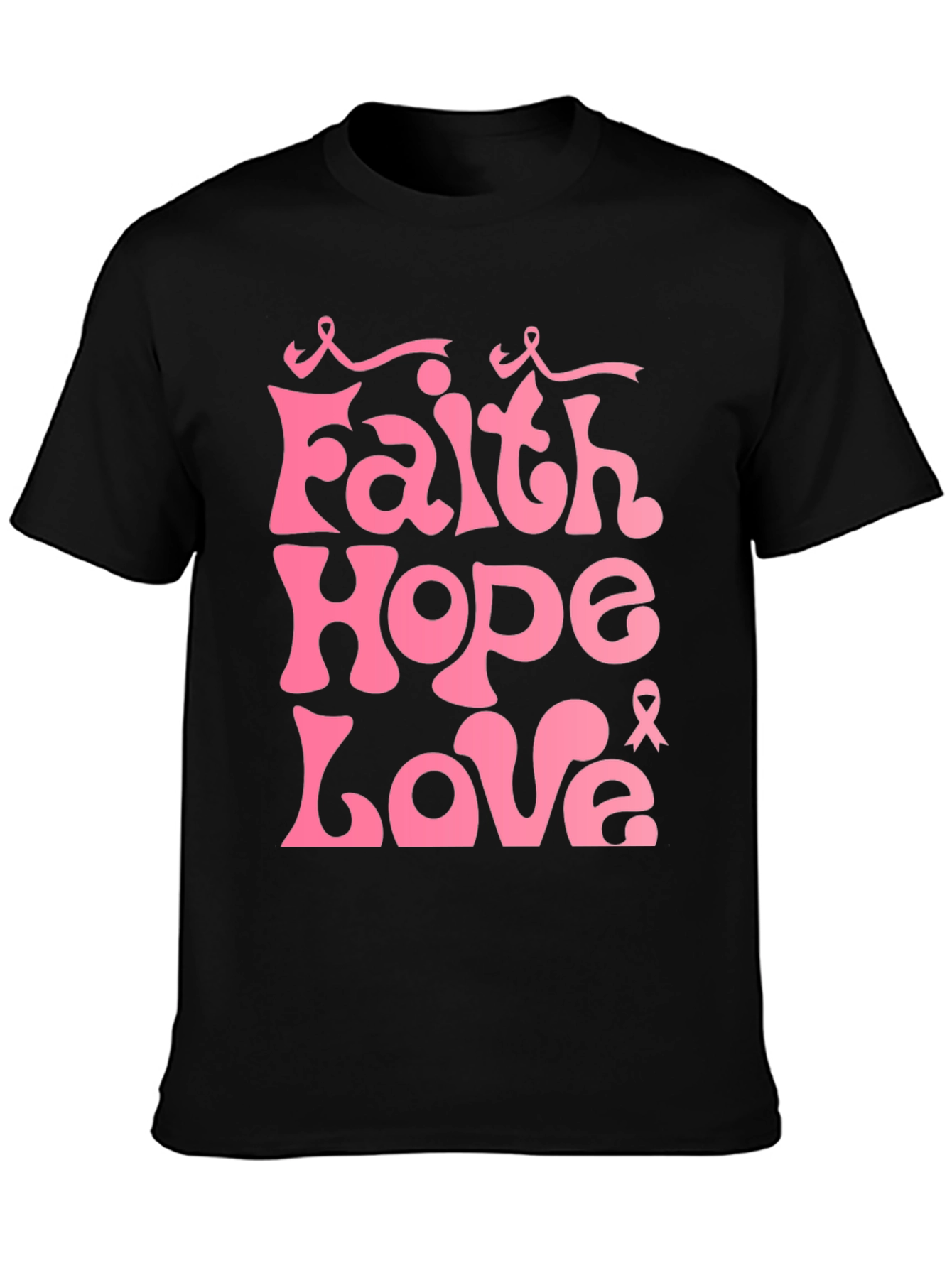 Faith Hope Love Pink Ribbon Graphic Tee