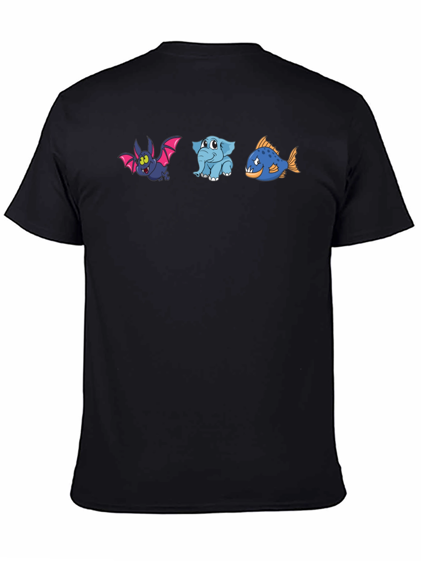 Cartoon Animal Trio Black T-Shirt