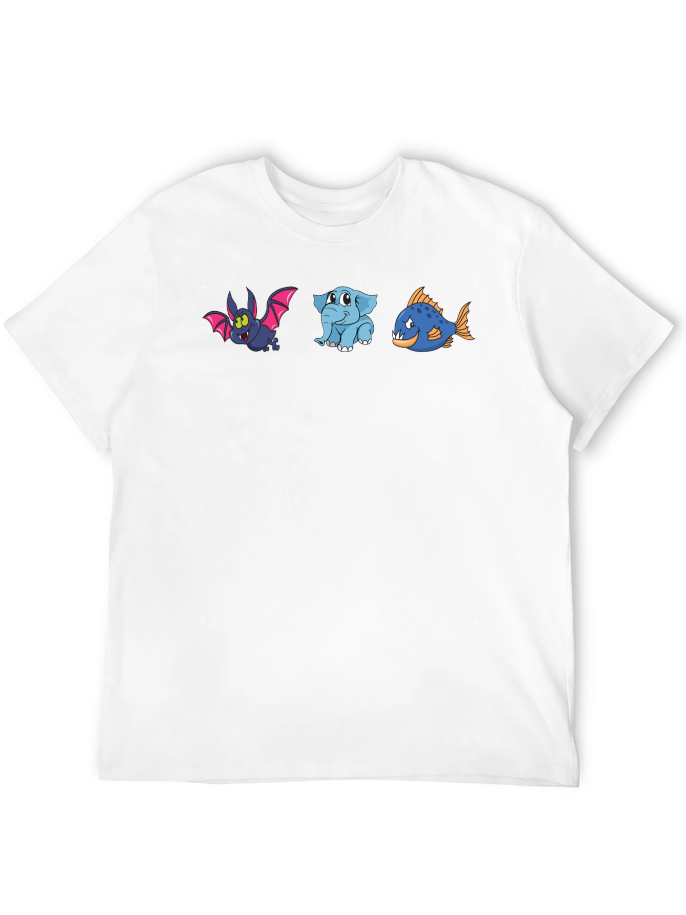 Cartoon Animal Trio Black T-Shirt