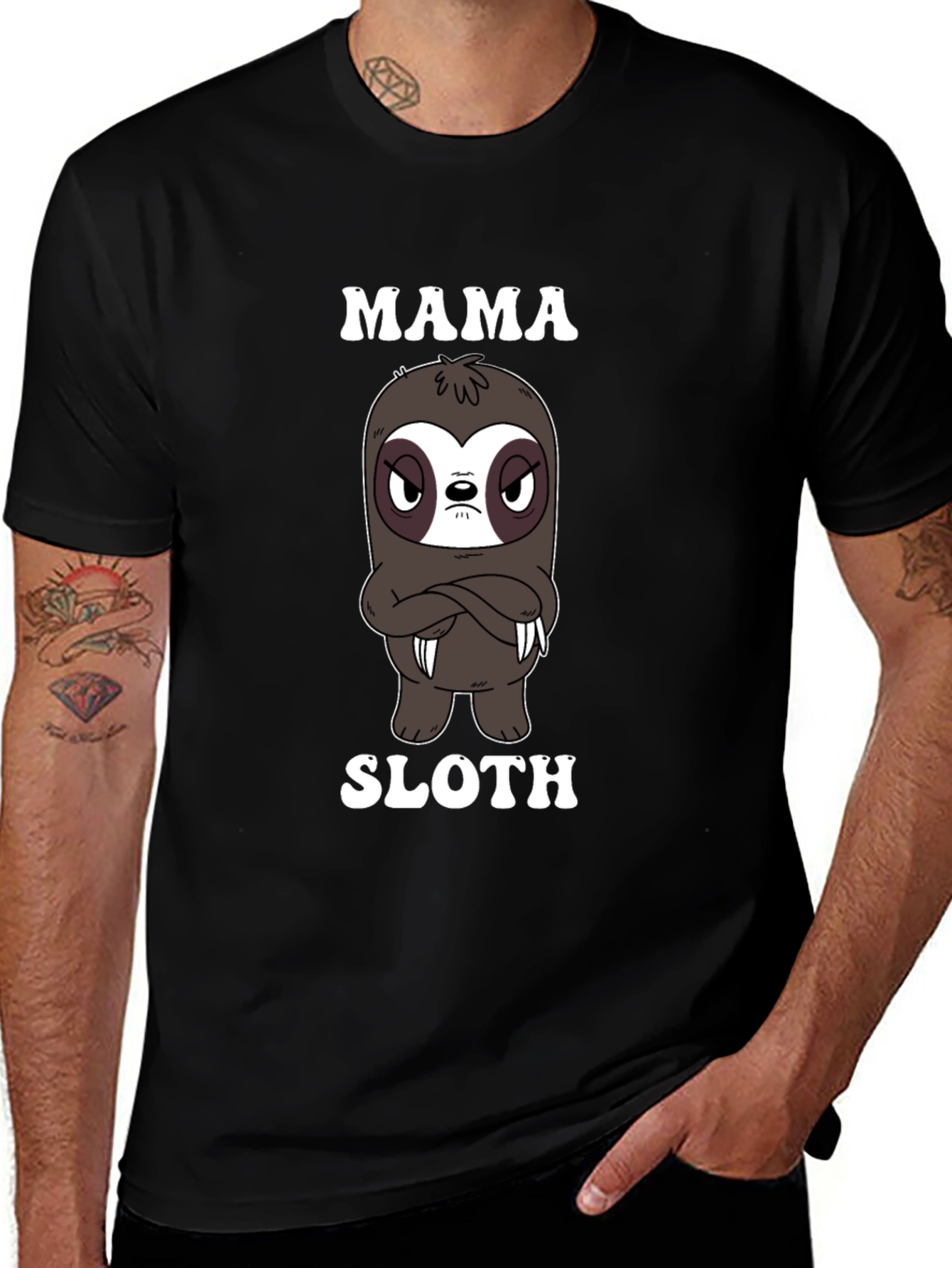 Mama Sloth Cartoon Graphic T-Shirt