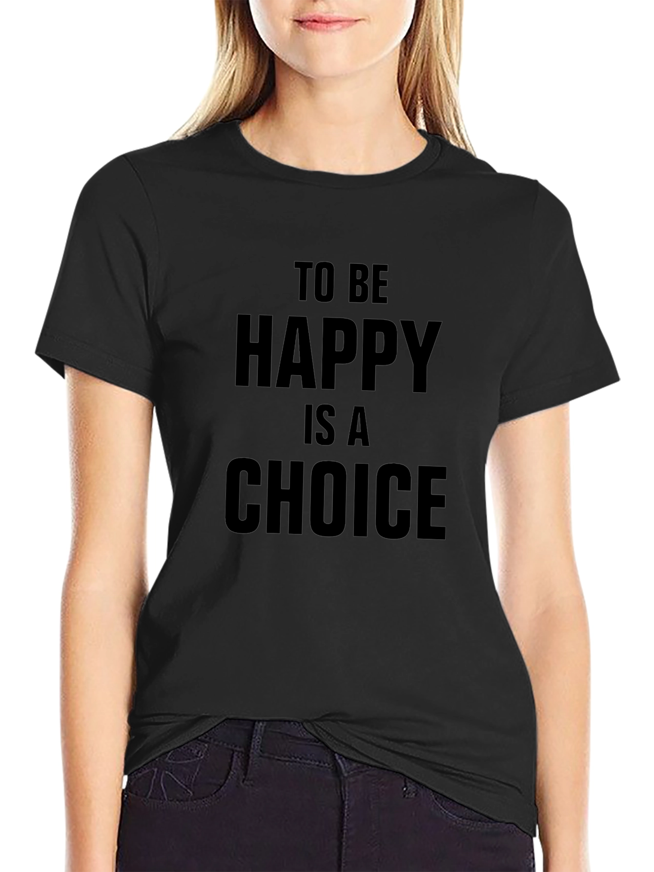 To Be Happy T-Shirt - Black Graphic Tee