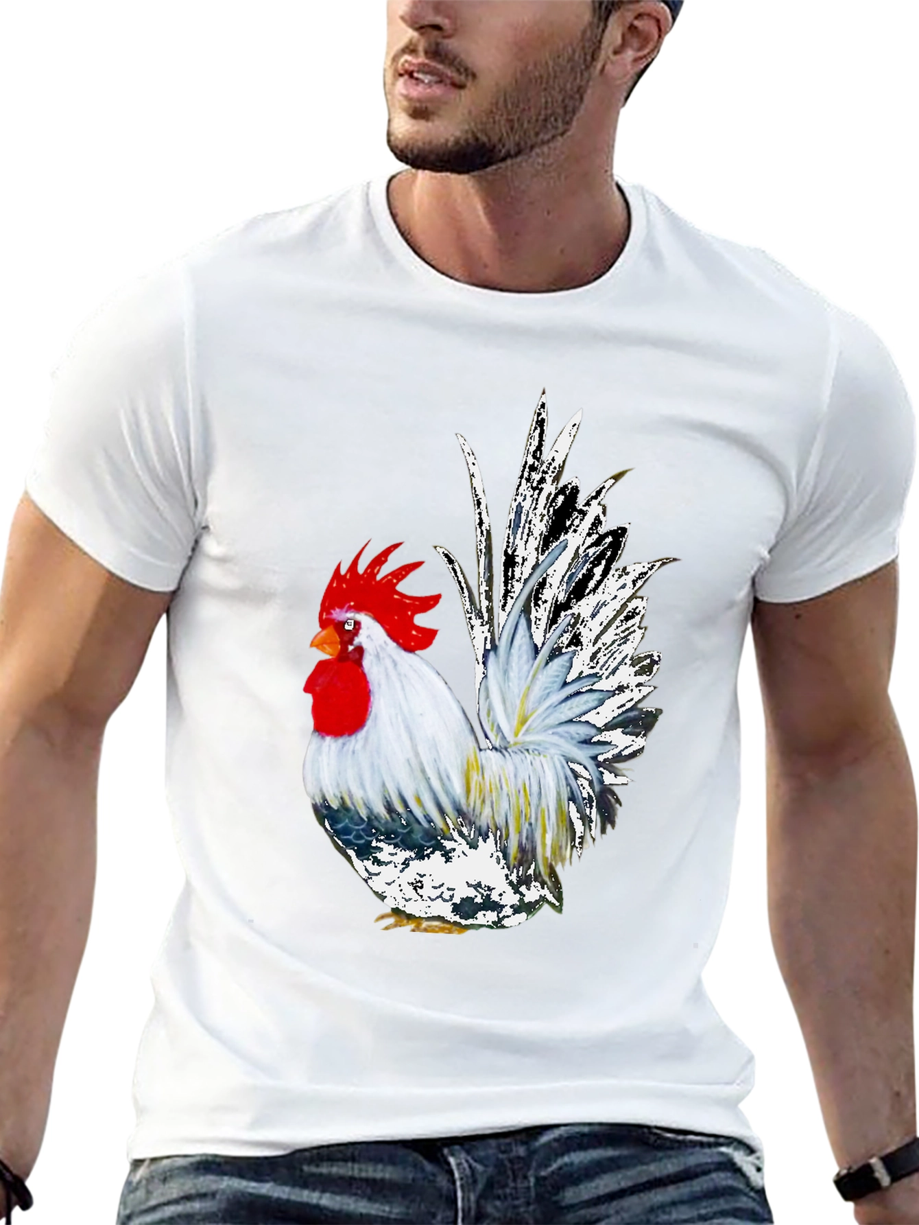Rooster Graphic Tee - Cool Farm Animal T-Shirt